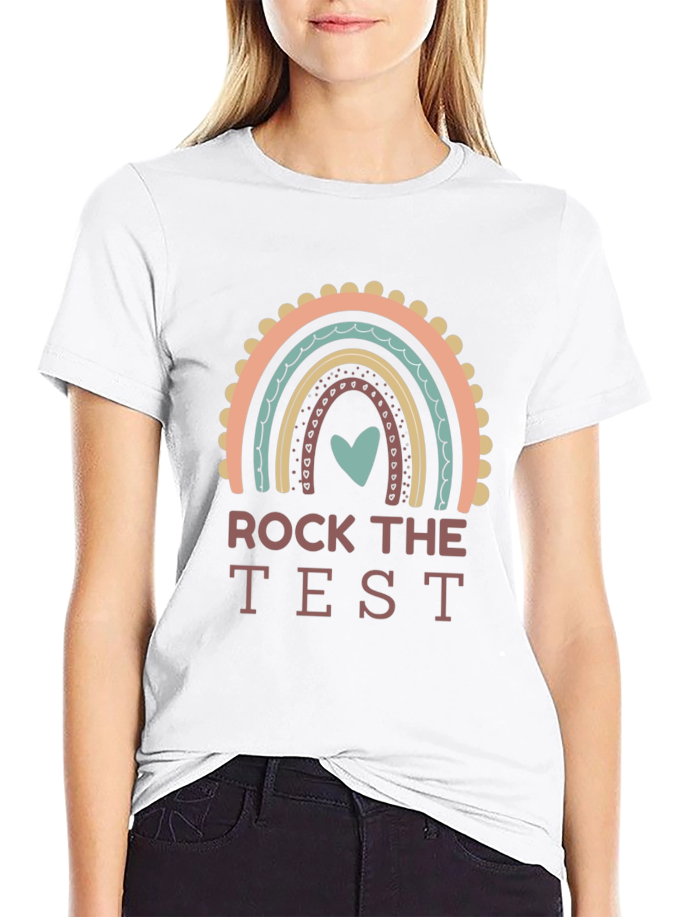 Rock The Test Rainbow Teacher T-Shirt