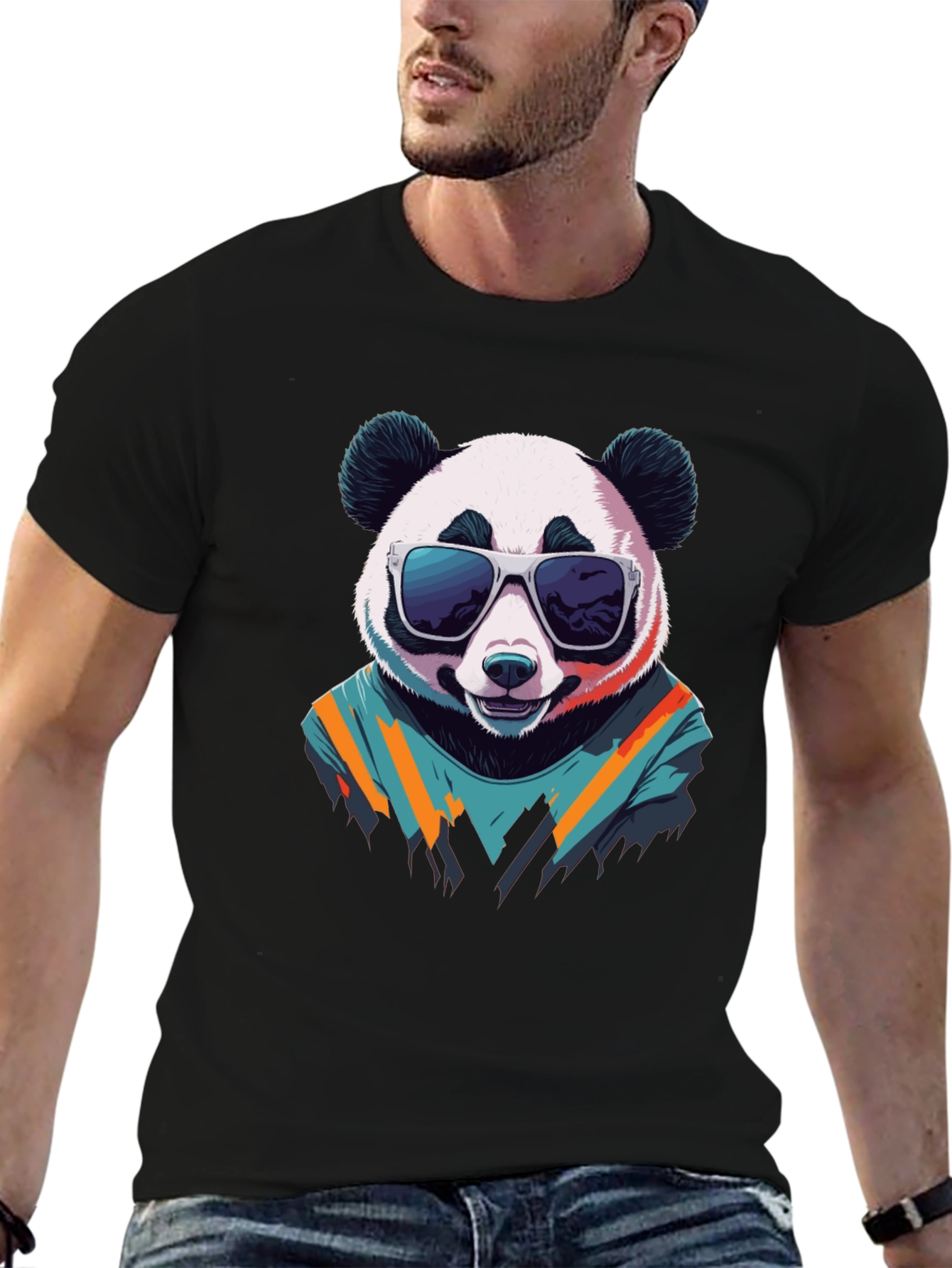 Cool Panda Graphic Tee - Black Cotton T-Shirt