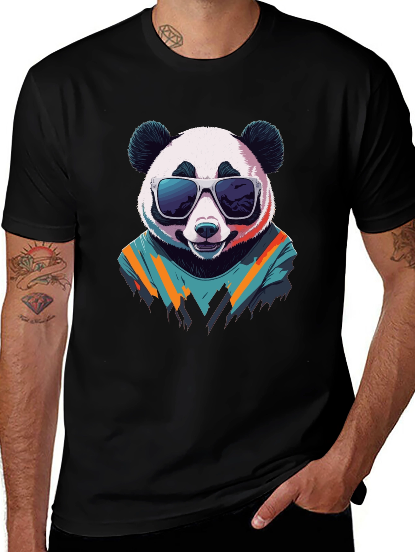 Cool Panda Graphic Tee - Black Cotton T-Shirt