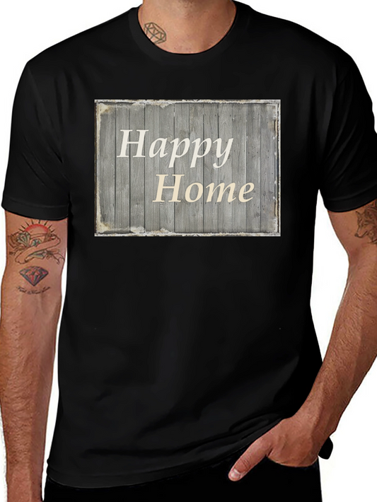 Happy Home Rustic Wooden Sign Graphic Tee