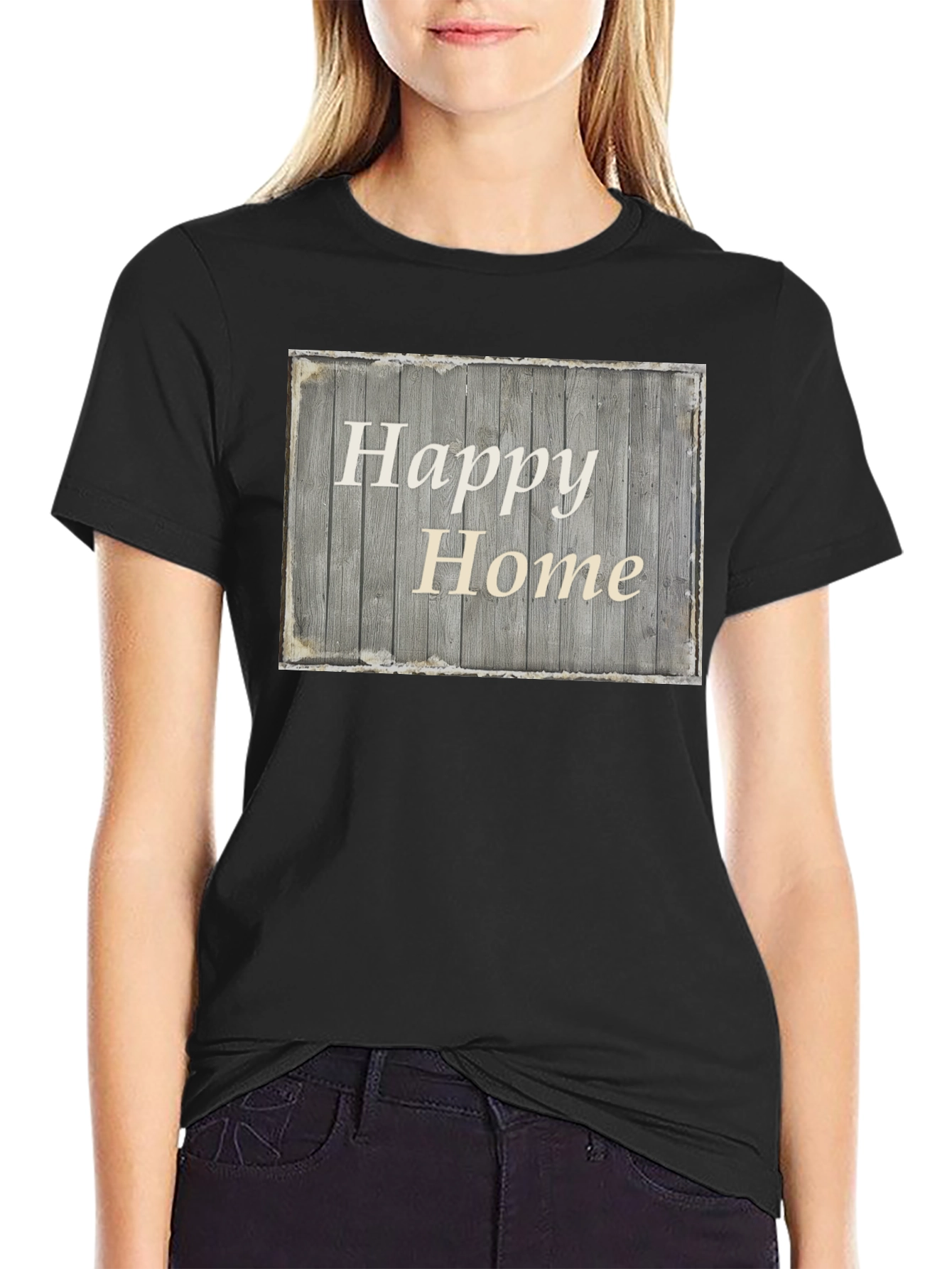 Happy Home Rustic Wooden Sign Graphic Tee