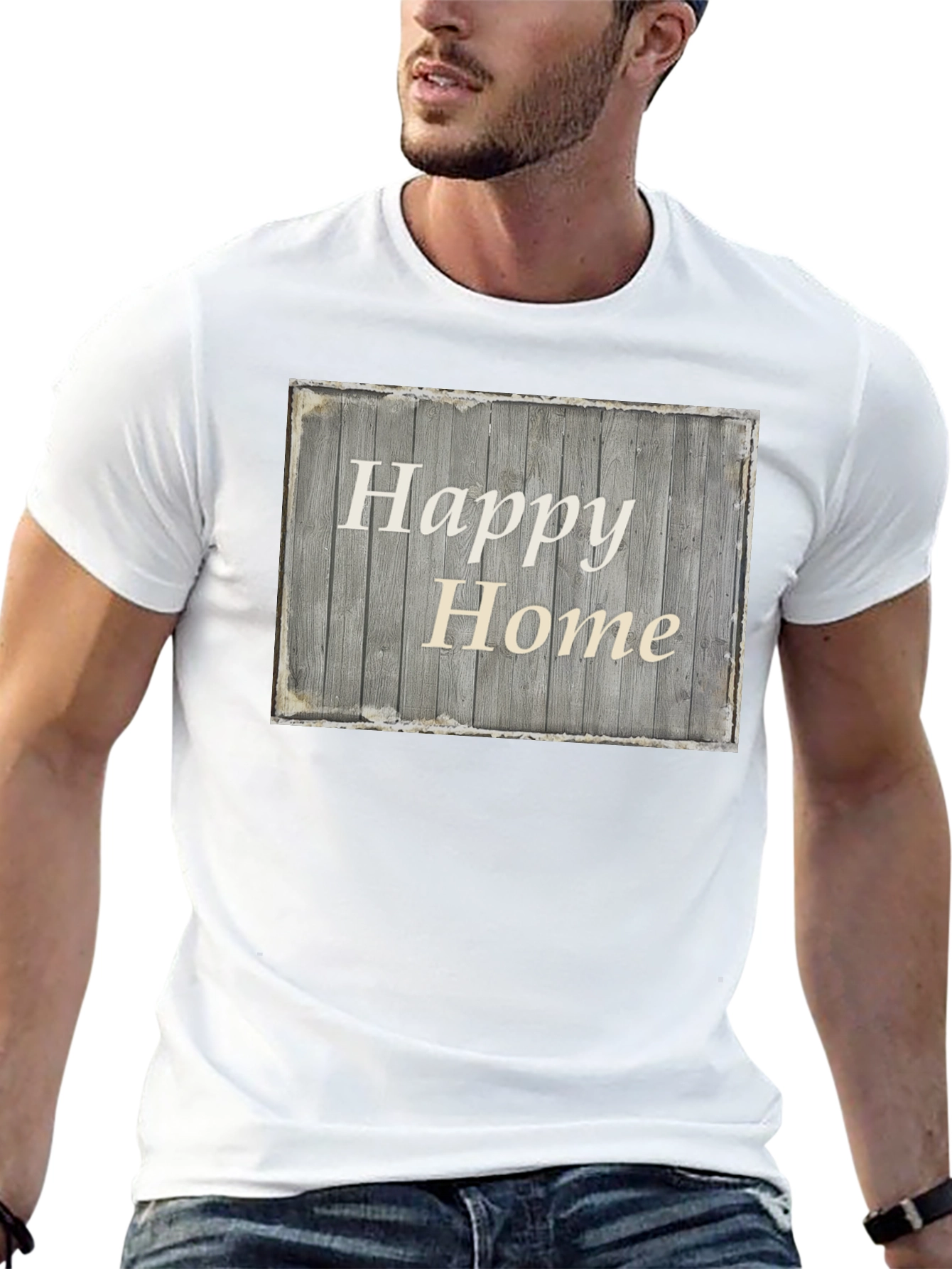 Happy Home Rustic Wooden Sign Graphic Tee