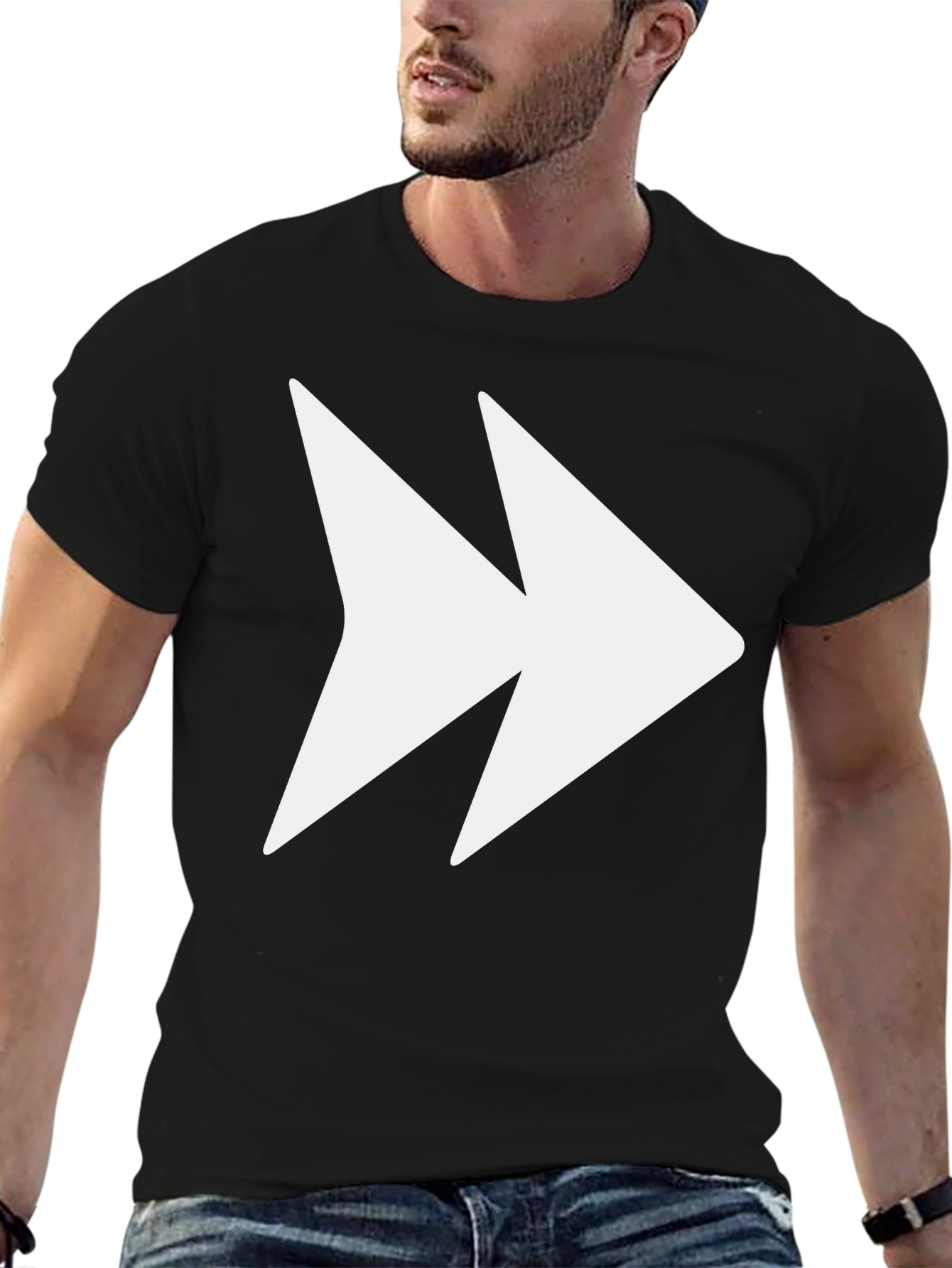 Forward Graphic Tee - Black Cotton Blend T-Shirt