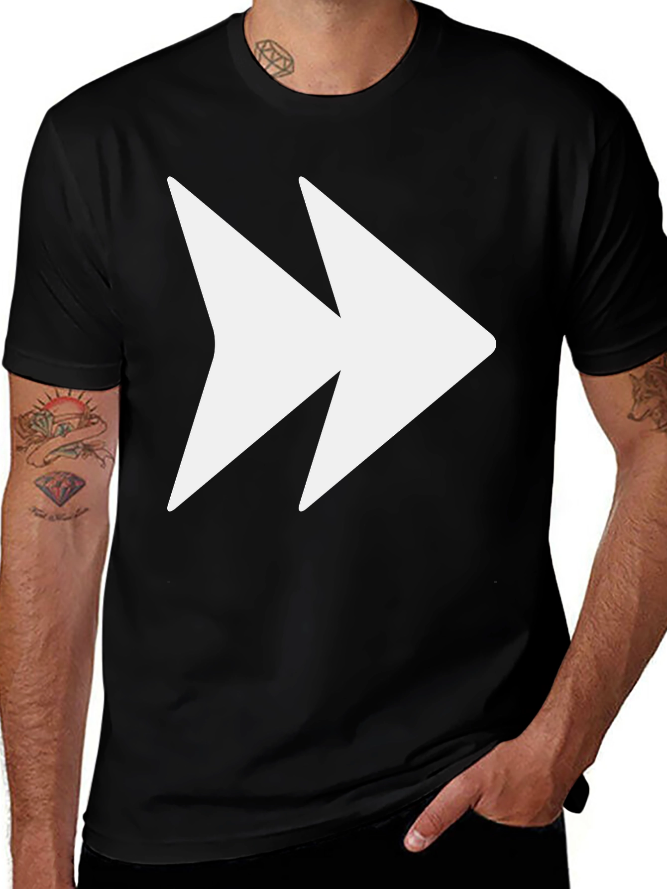 Forward Graphic Tee - Black Cotton Blend T-Shirt