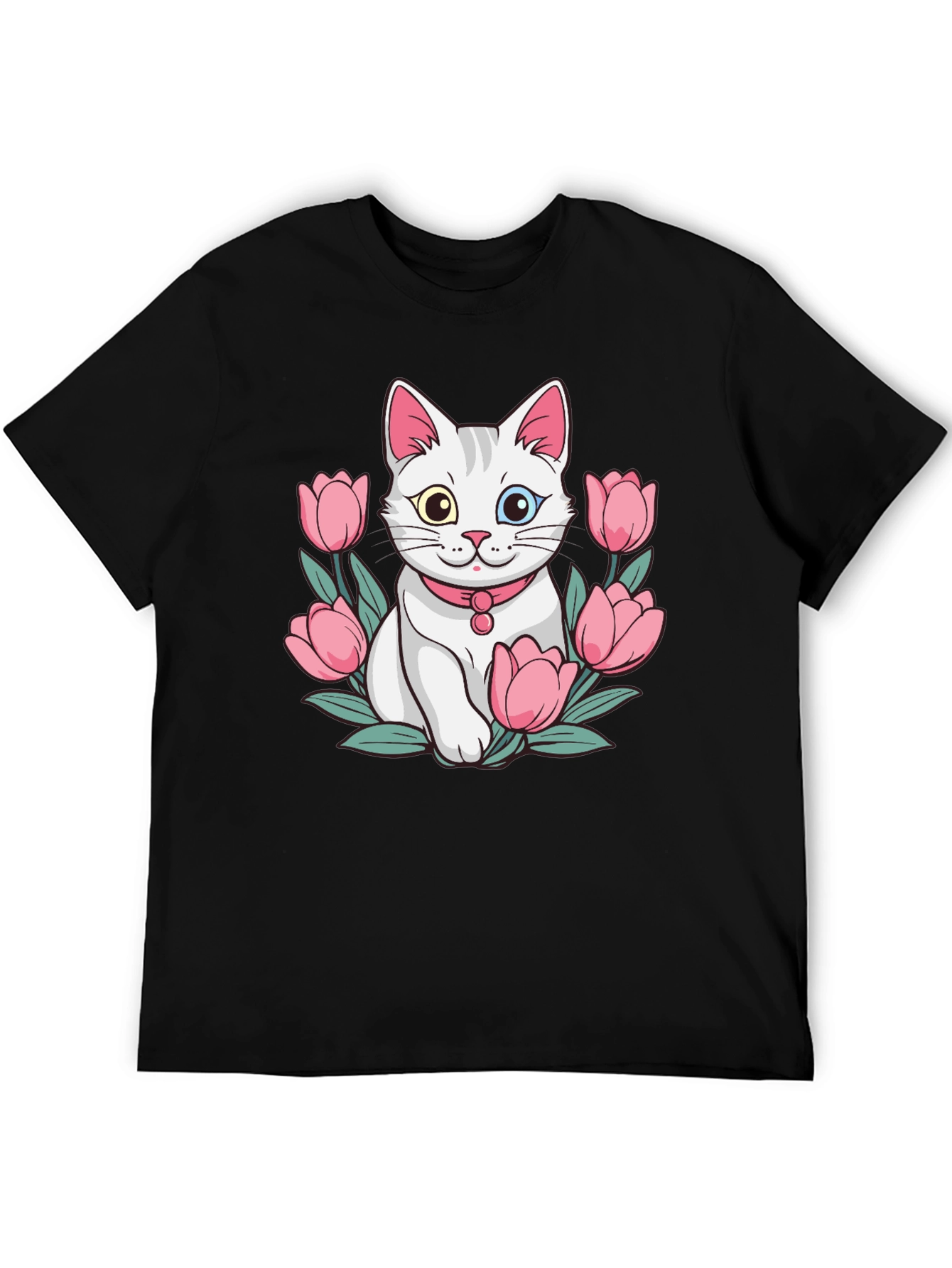 Cat & Tulip Graphic T-Shirt