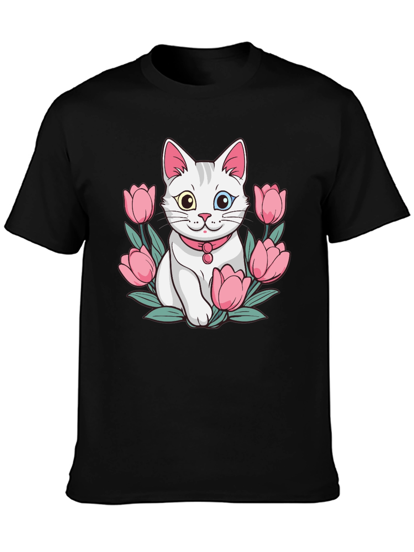Cat & Tulip Graphic T-Shirt