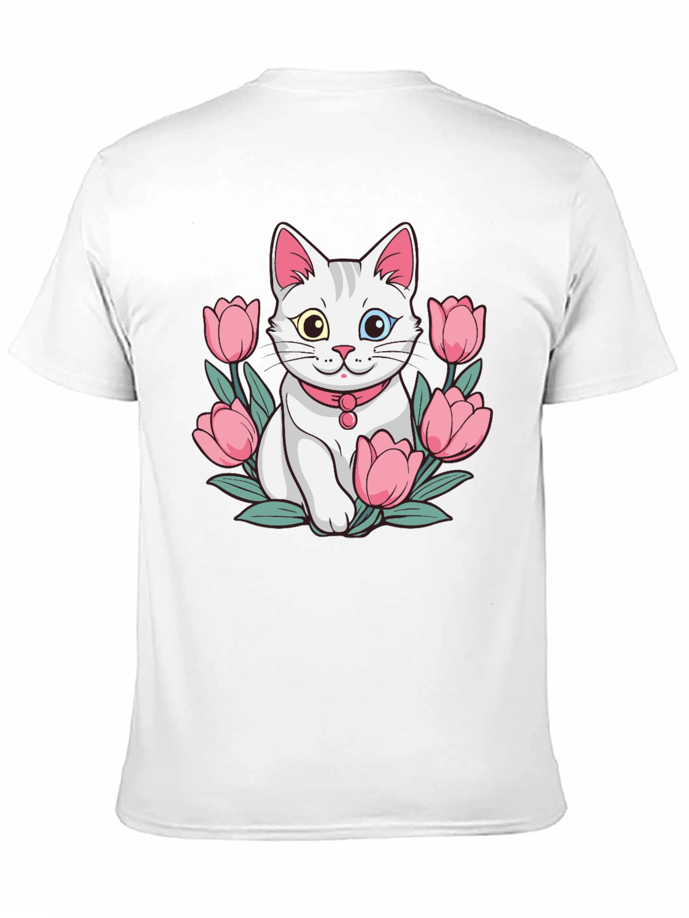 Cat & Tulip Graphic T-Shirt