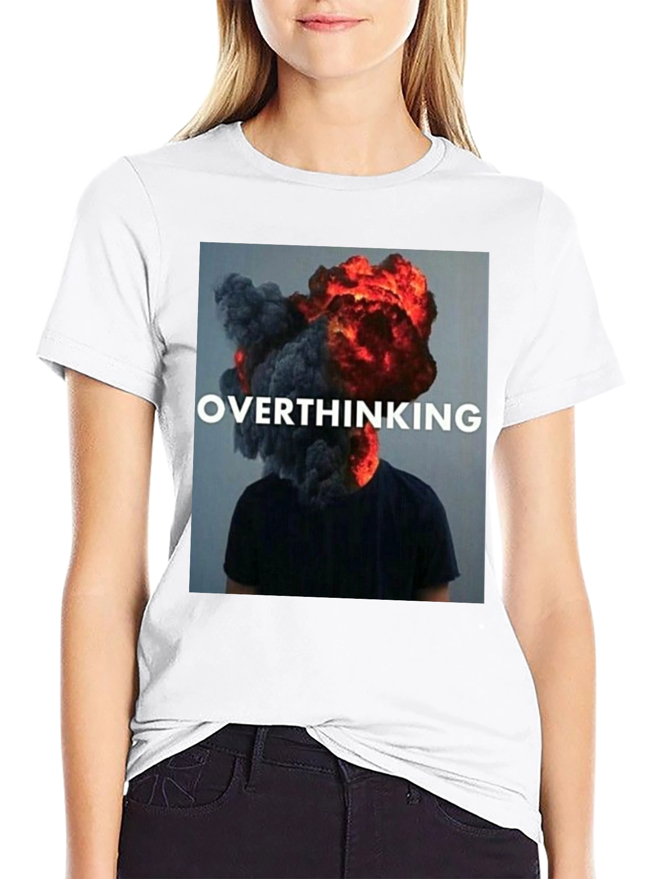 Overthinking Graphic Tee - Trendy Unisex Black T-Shirt
