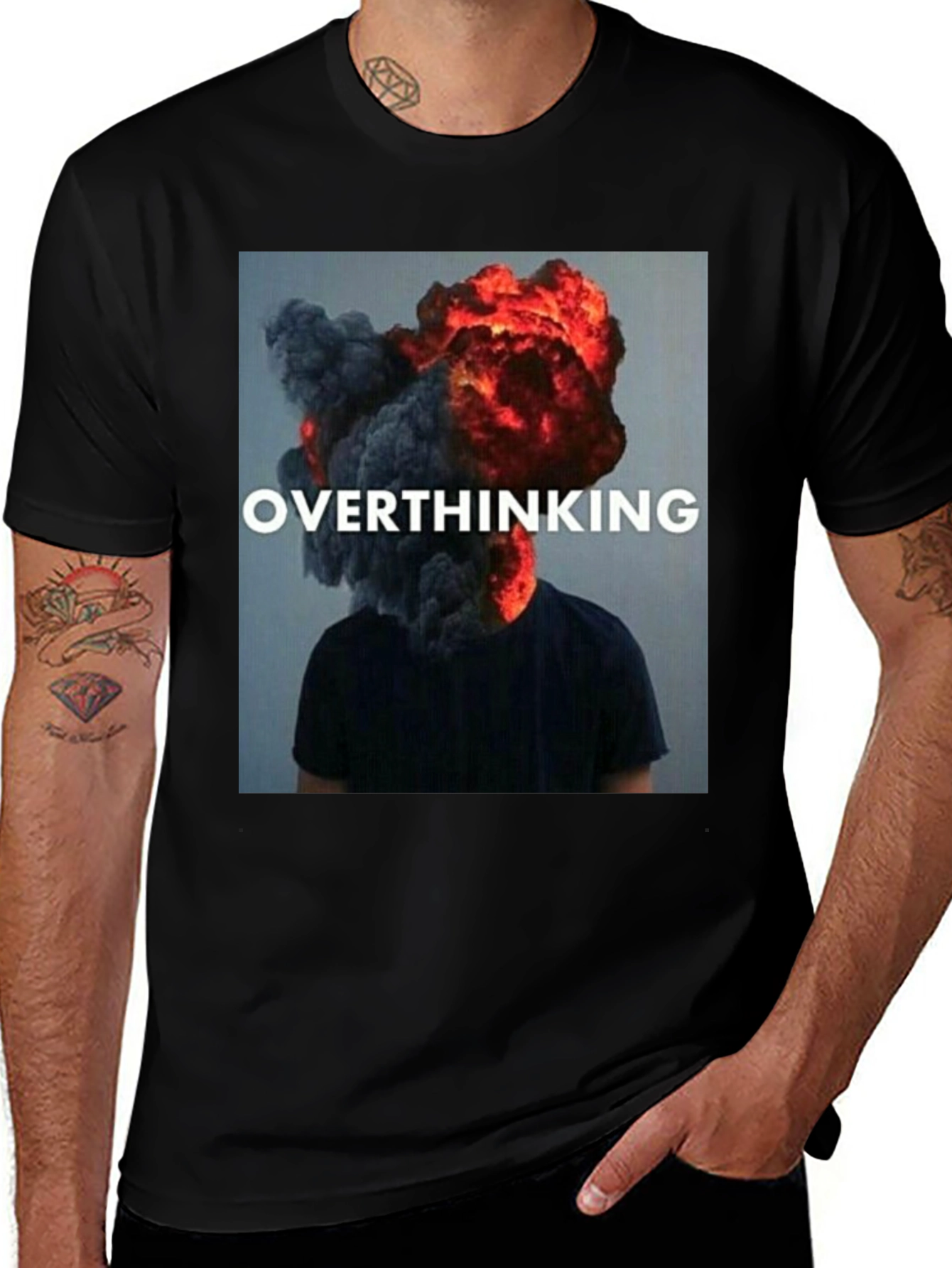 Overthinking Graphic Tee - Trendy Unisex Black T-Shirt