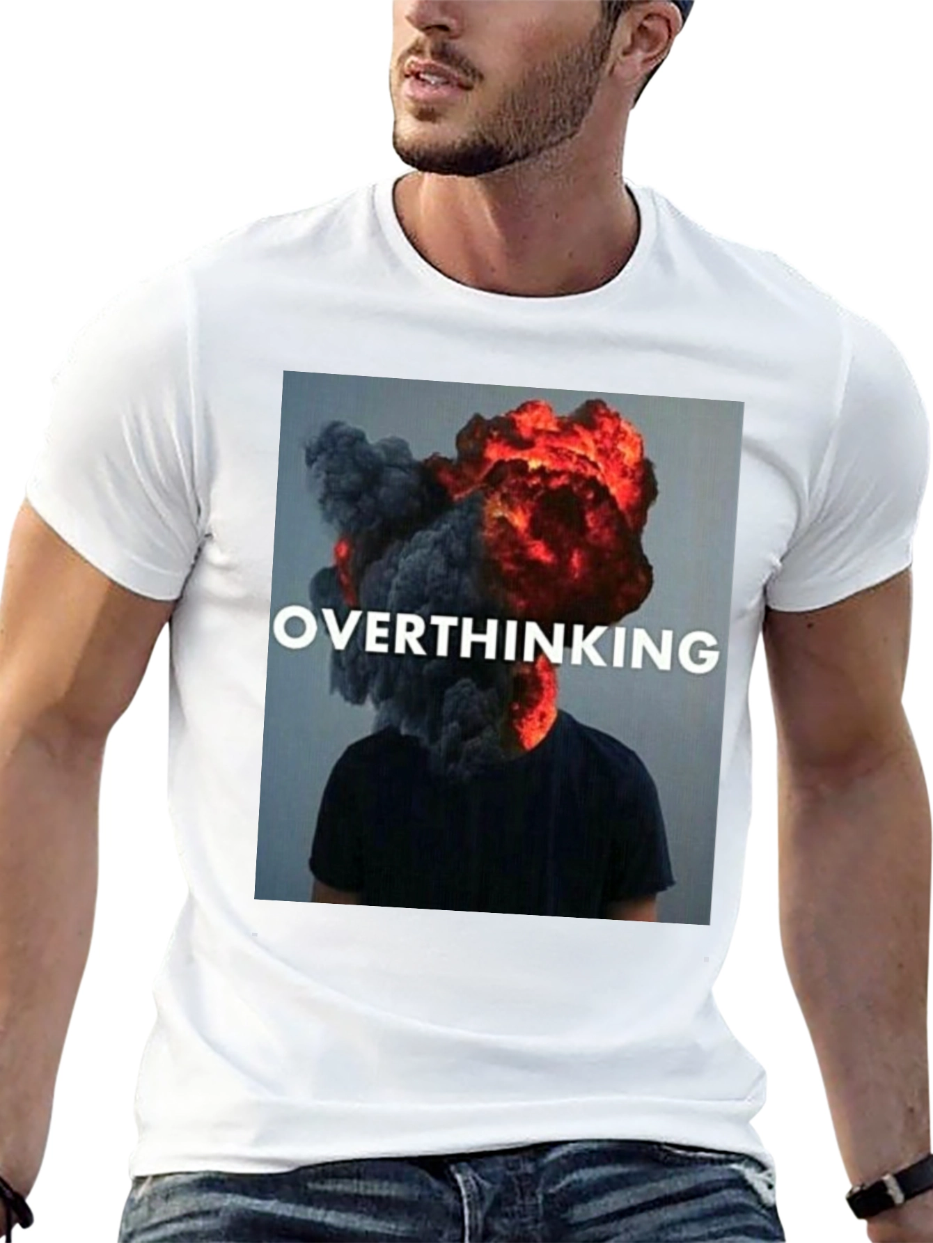 Overthinking Graphic Tee - Trendy Unisex Black T-Shirt