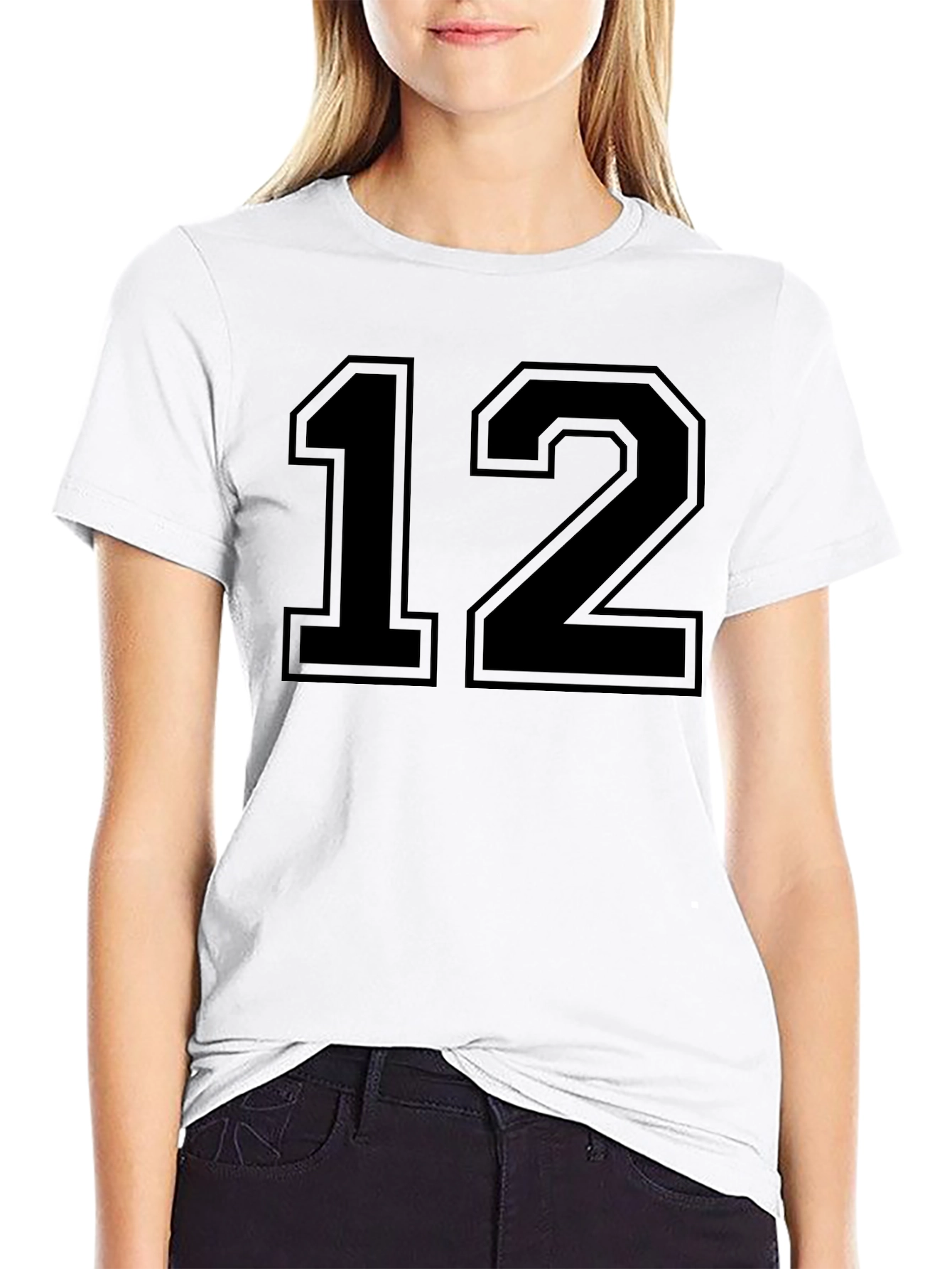 Black Number 12 T-Shirt - Varsity Style