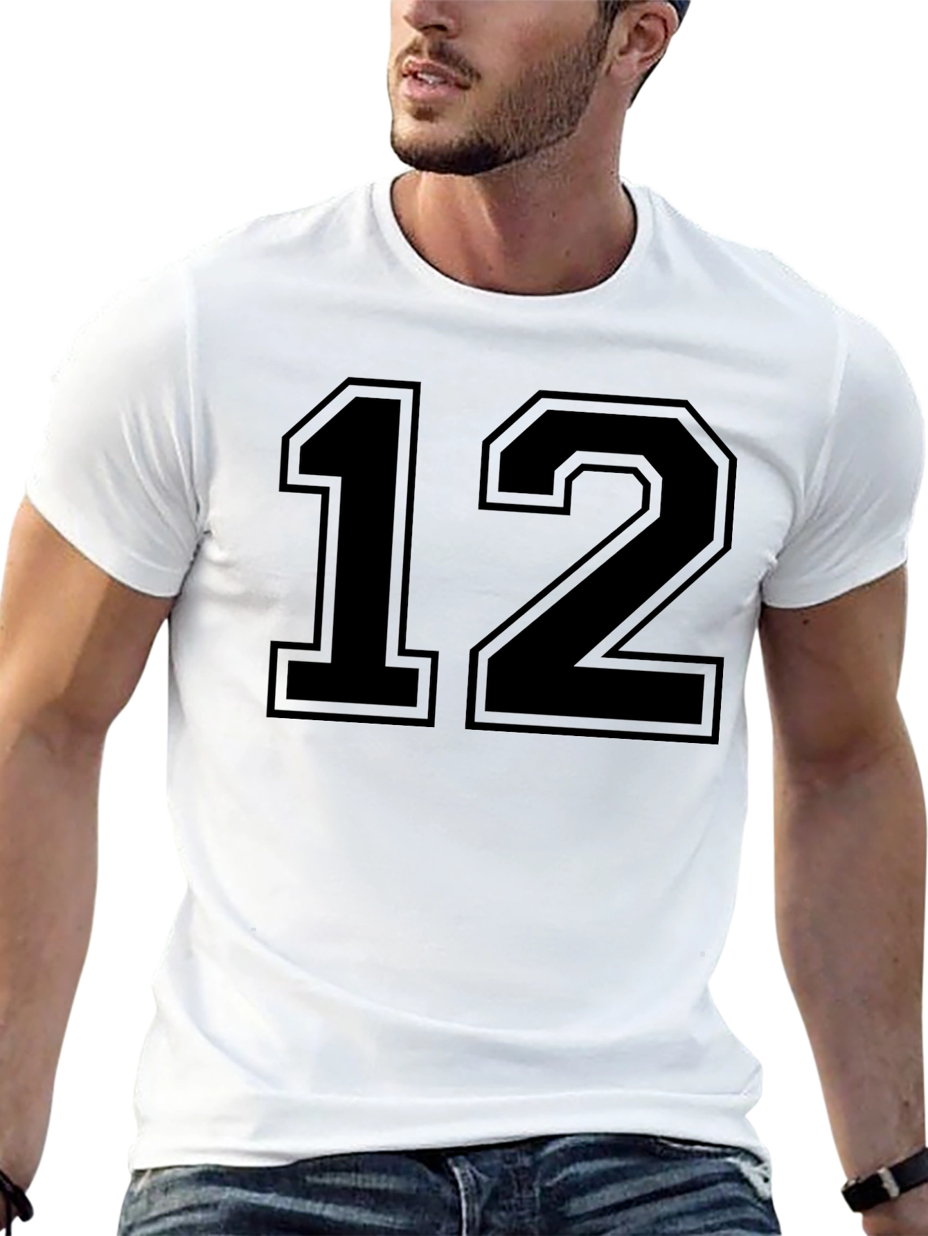 Black Number 12 T-Shirt - Varsity Style