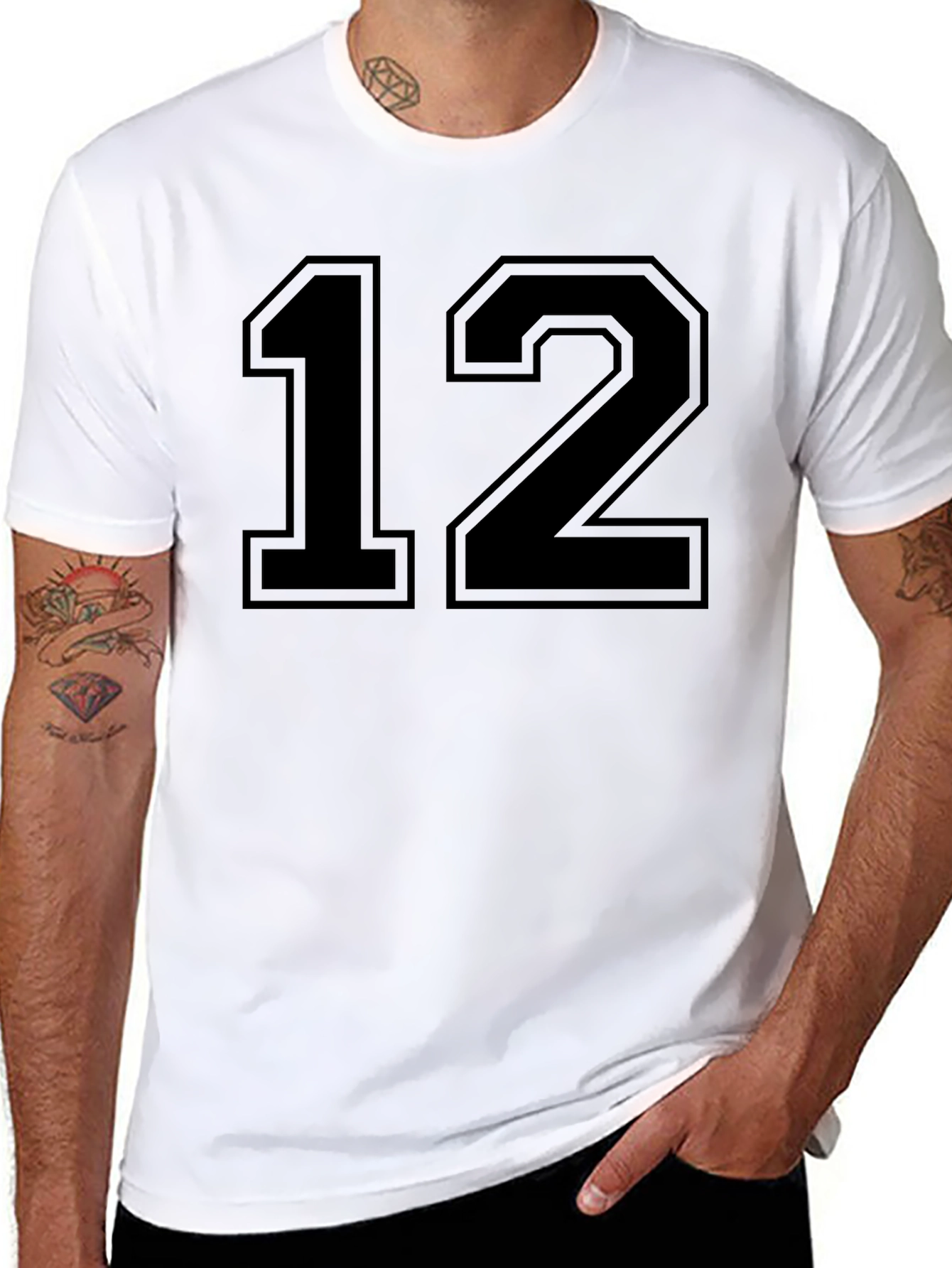 Black Number 12 T-Shirt - Varsity Style