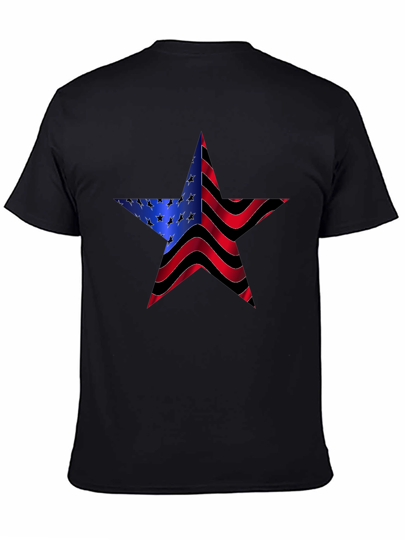 American Flag Star Graphic Black Tee