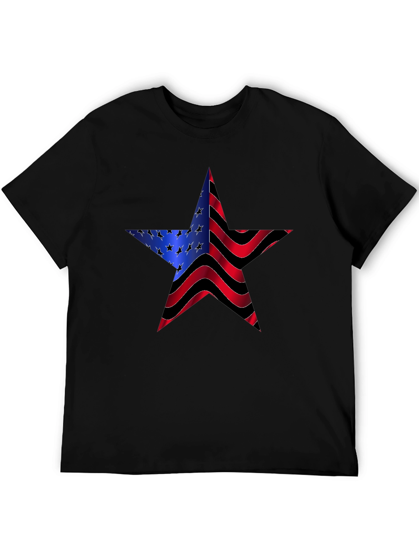 American Flag Star Graphic Black Tee
