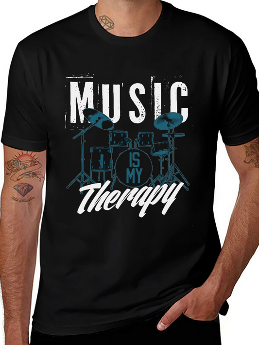 Music Is My Therapy Drum Set T-Shirt
