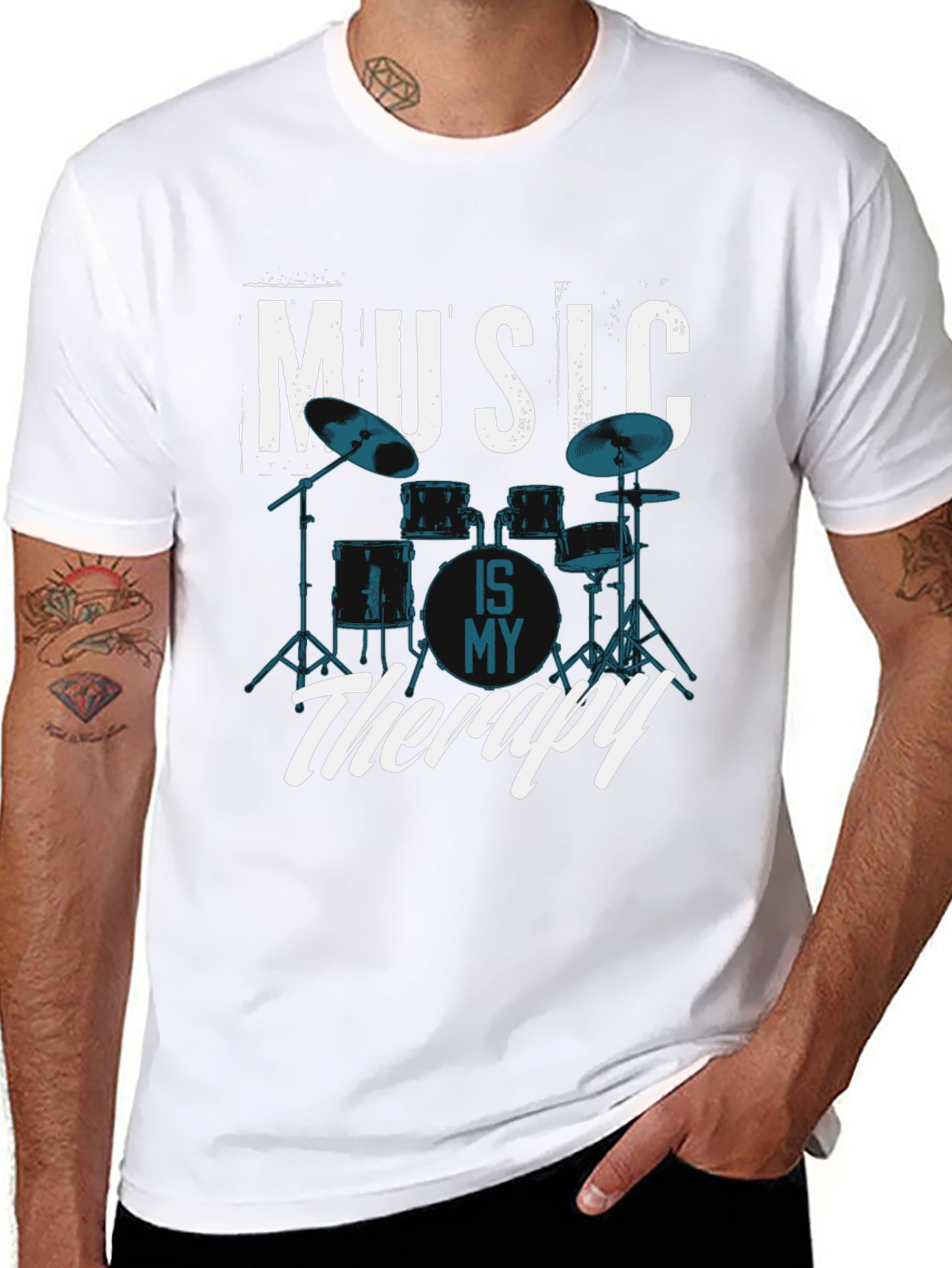 Music Is My Therapy Drum Set T-Shirt