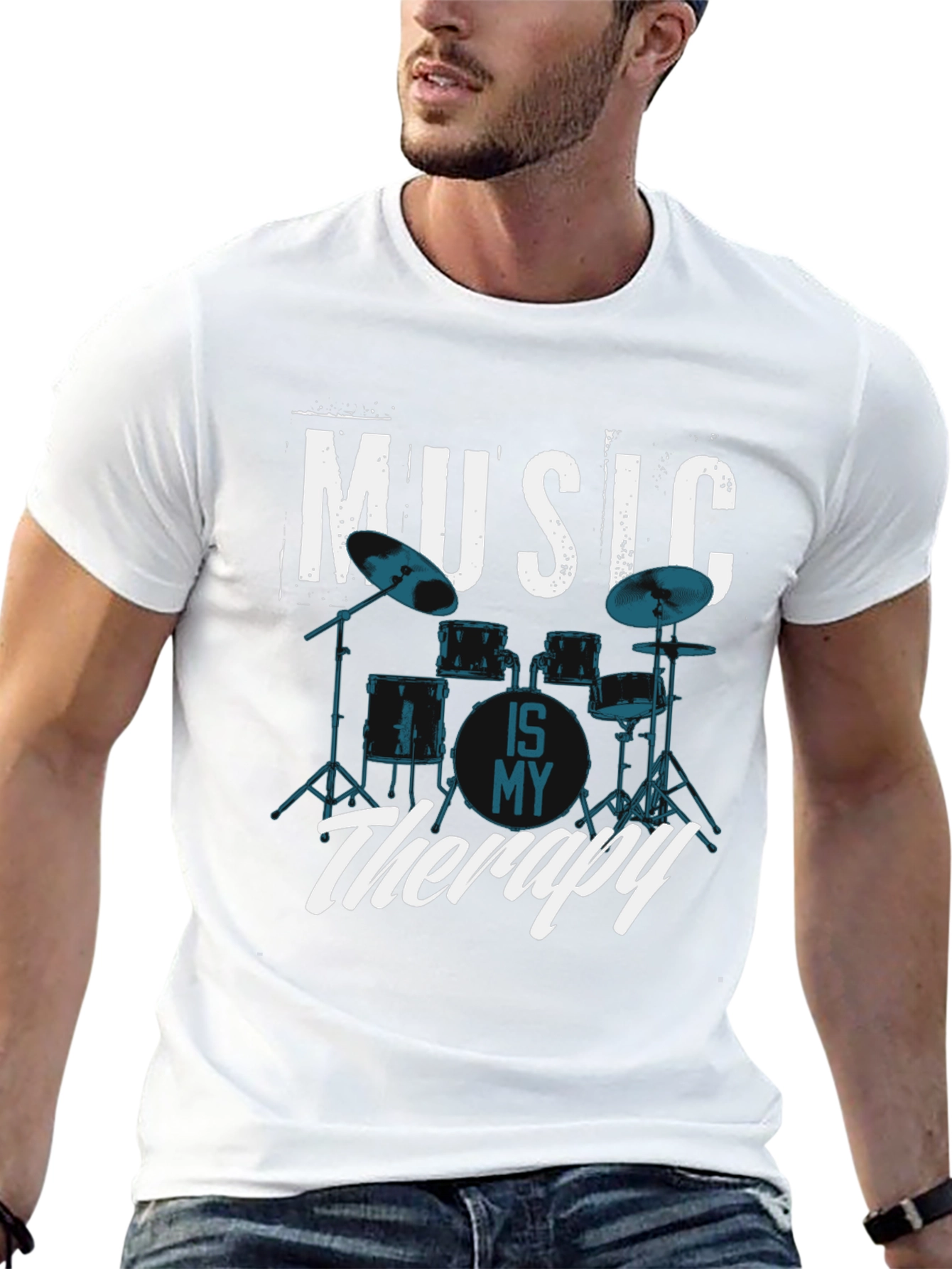 Music Is My Therapy Drum Set T-Shirt