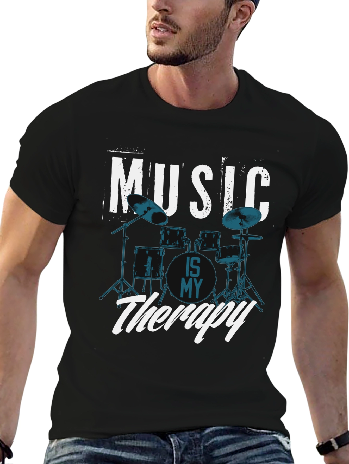 Music Is My Therapy Drum Set T-Shirt