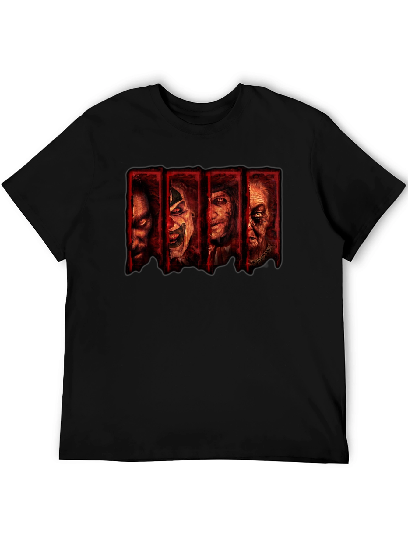 Horror Movie Villain Collage Black T-Shirt