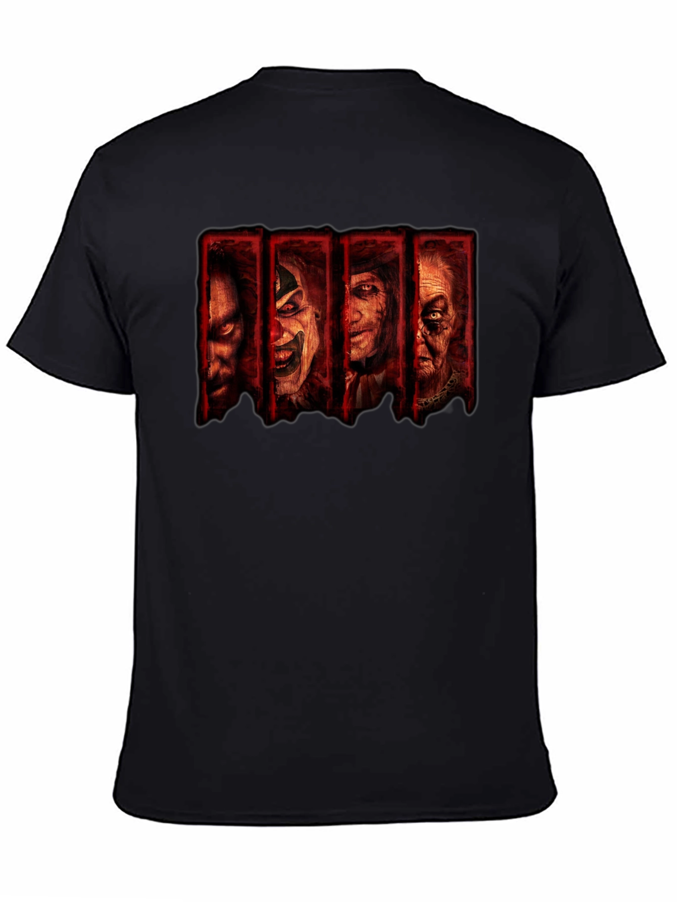 Horror Movie Villain Collage Black T-Shirt