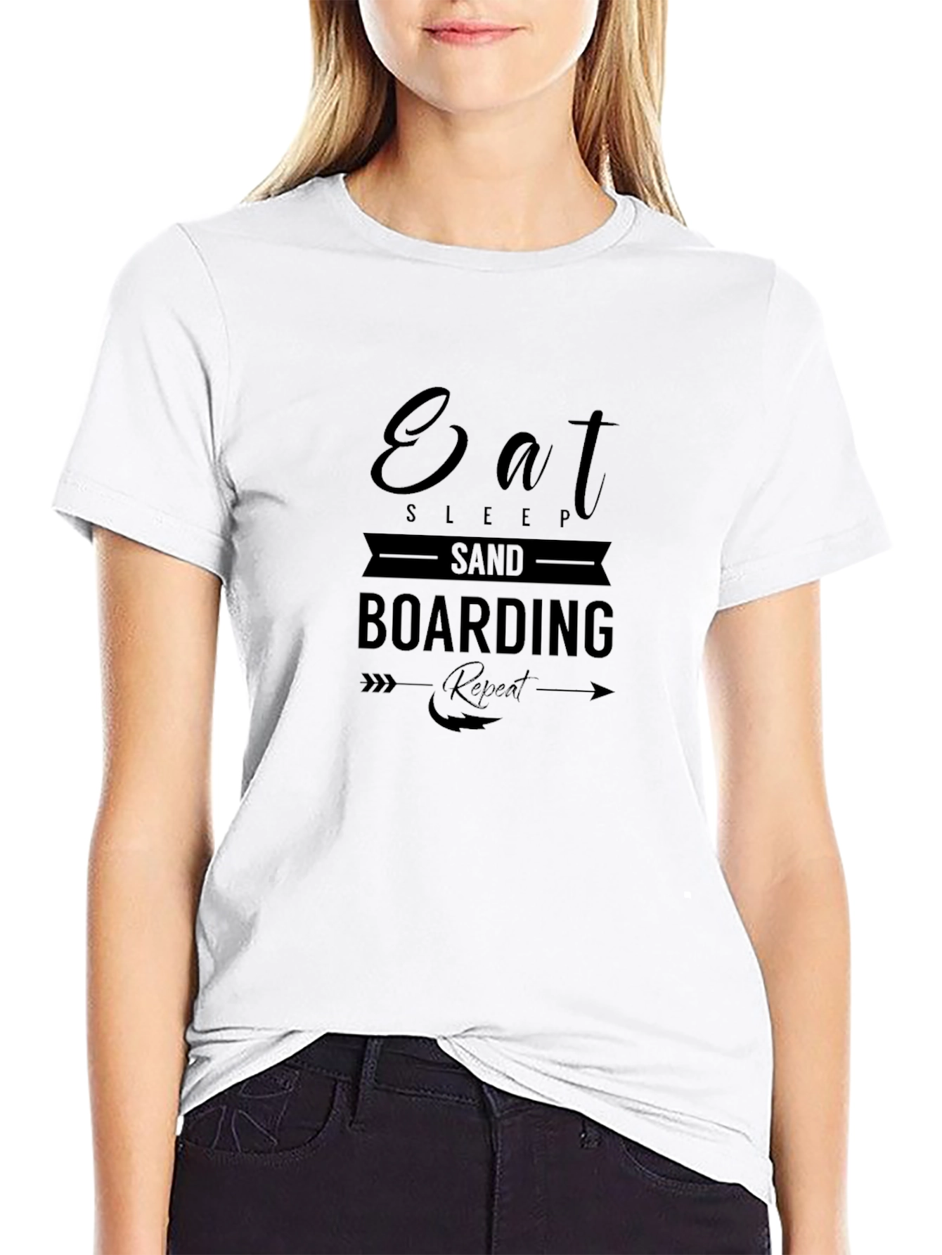 Eat Sleep Sand Boarding T-Shirt - Black Graphic Tee