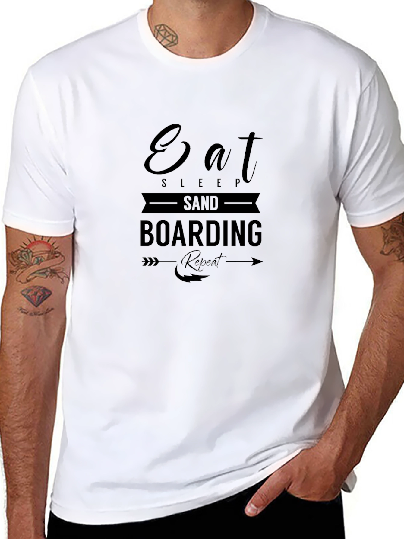 Eat Sleep Sand Boarding T-Shirt - Black Graphic Tee
