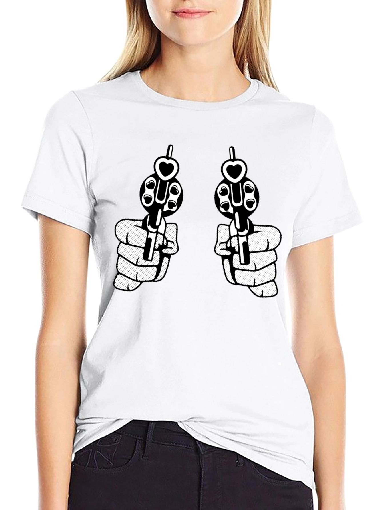 Guns and Hearts Graphic Tee - Black