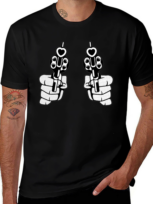 Guns and Hearts Graphic Tee - Black