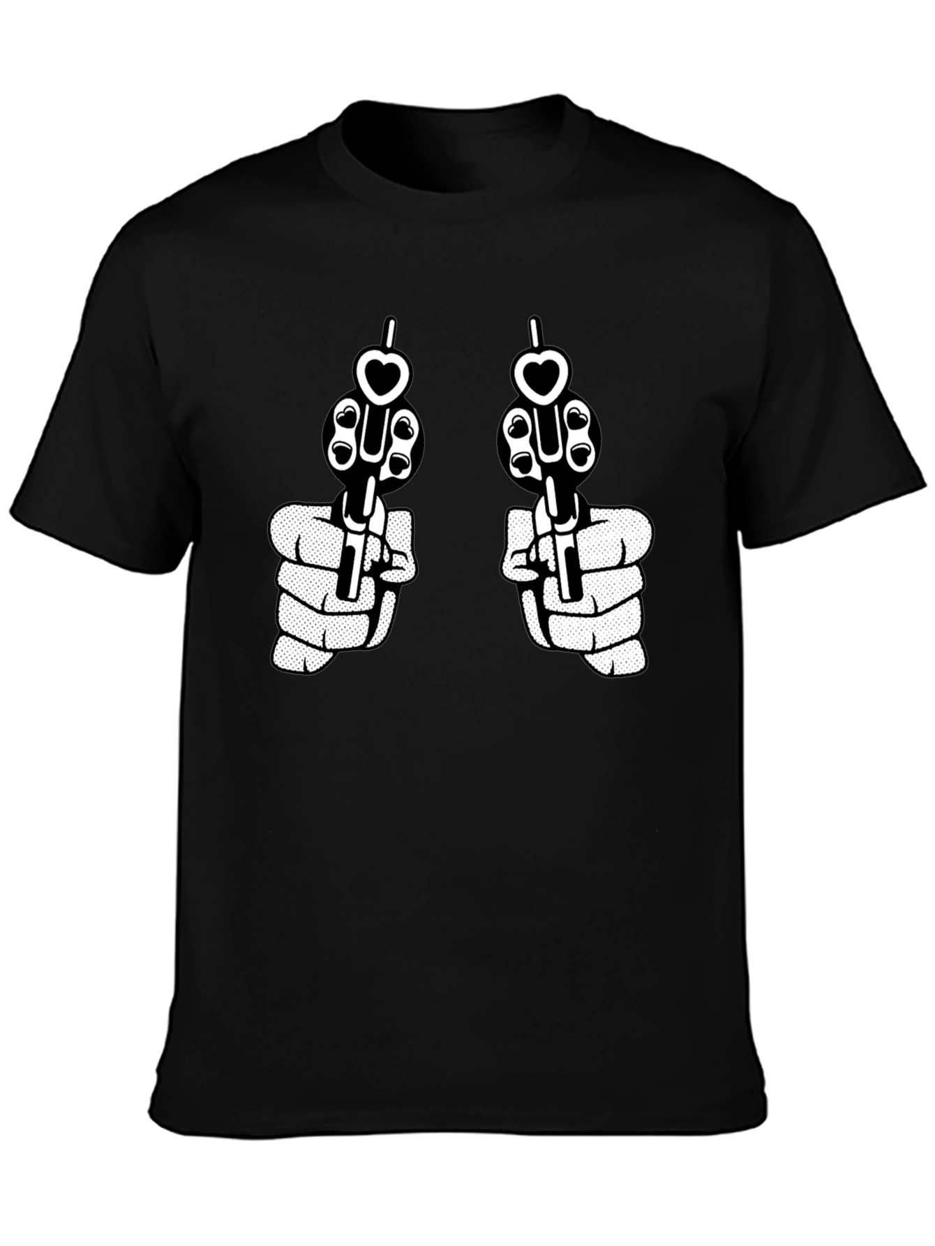 Guns and Hearts Graphic Tee - Black