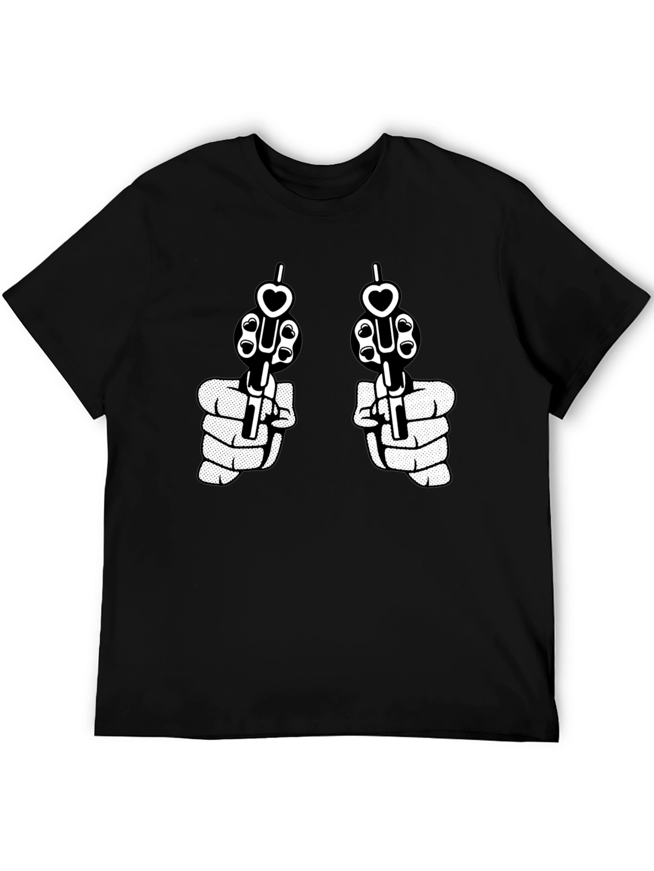 Guns and Hearts Graphic Tee - Black