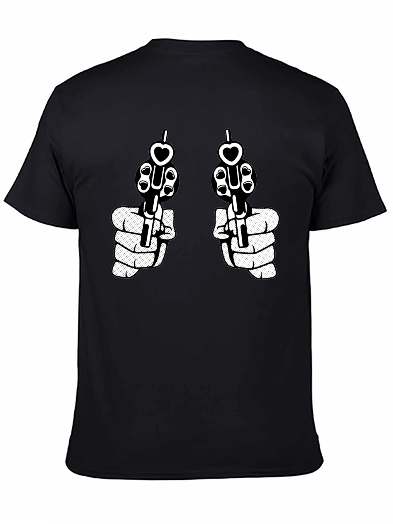 Guns and Hearts Graphic Tee - Black