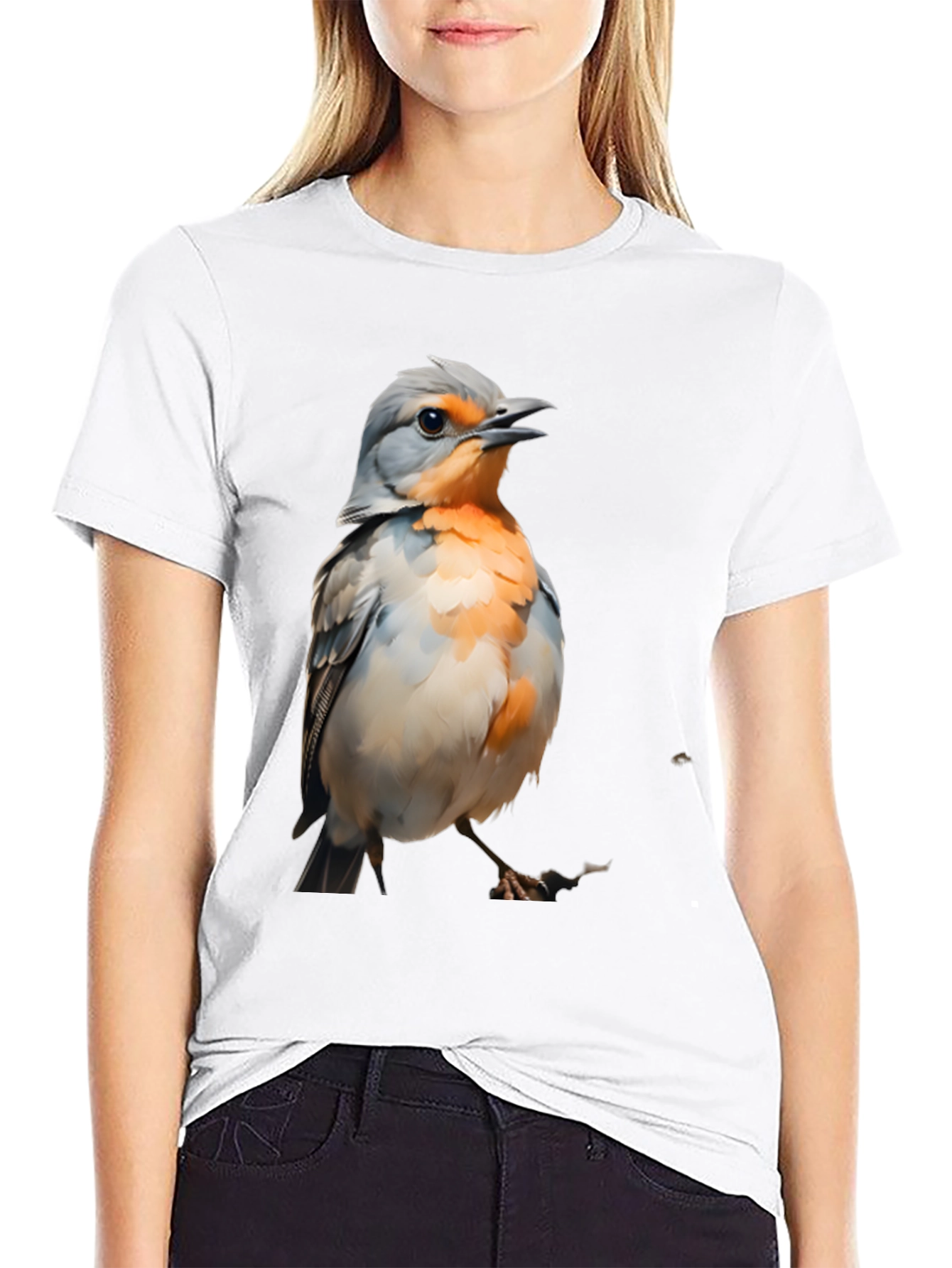 Bird Graphic T-Shirt - Black Cotton Tee