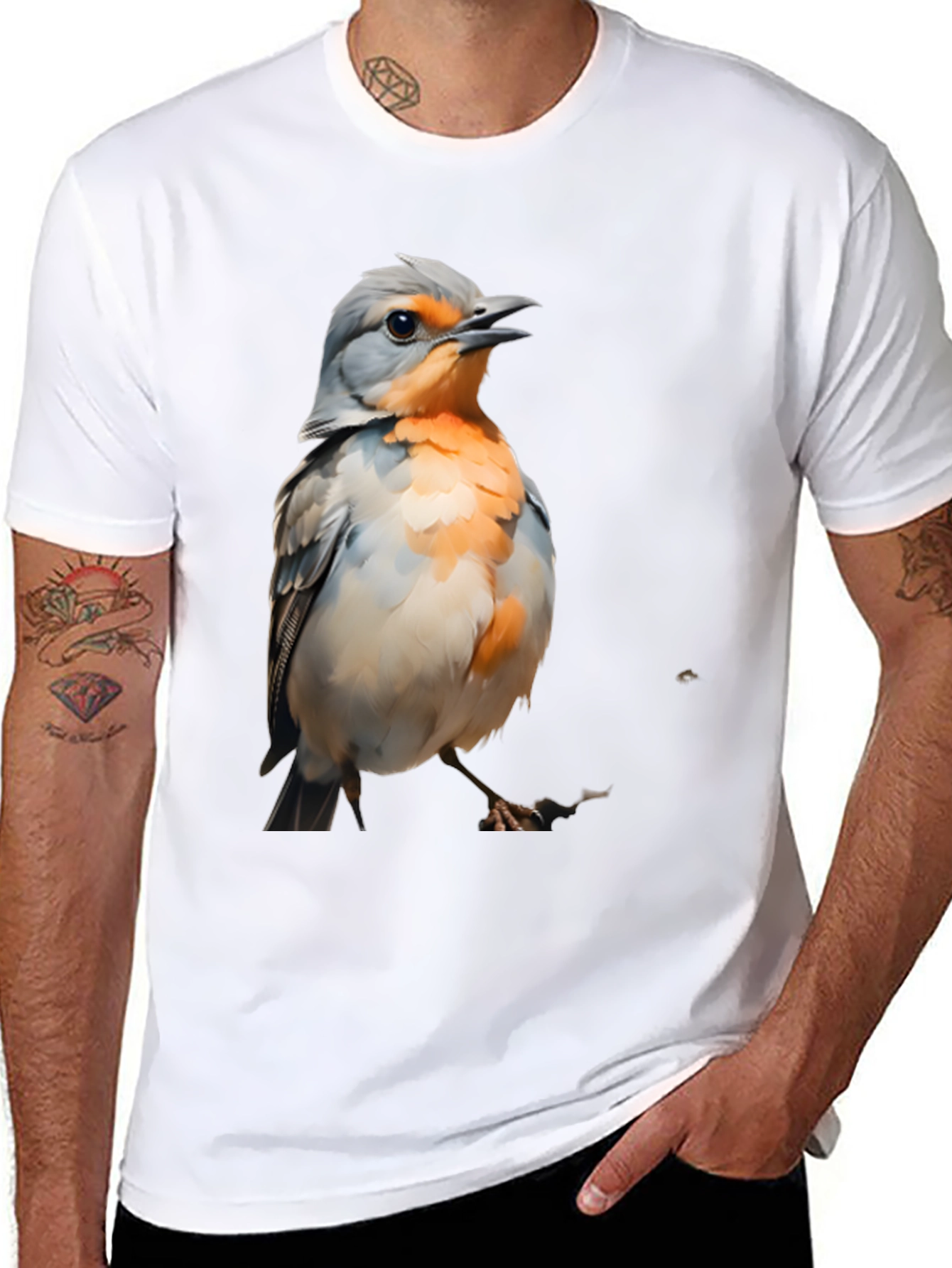 Bird Graphic T-Shirt - Black Cotton Tee