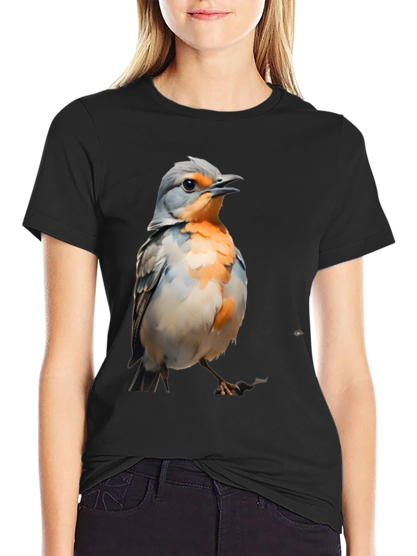 Bird Graphic T-Shirt - Black Cotton Tee