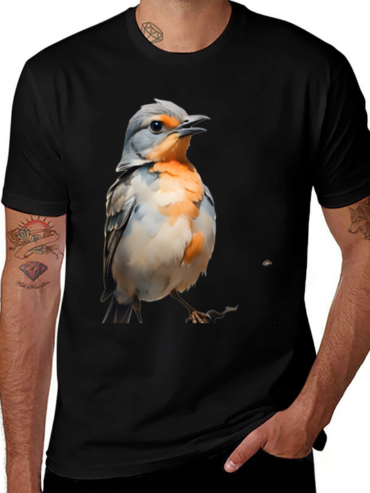Bird Graphic T-Shirt - Black Cotton Tee