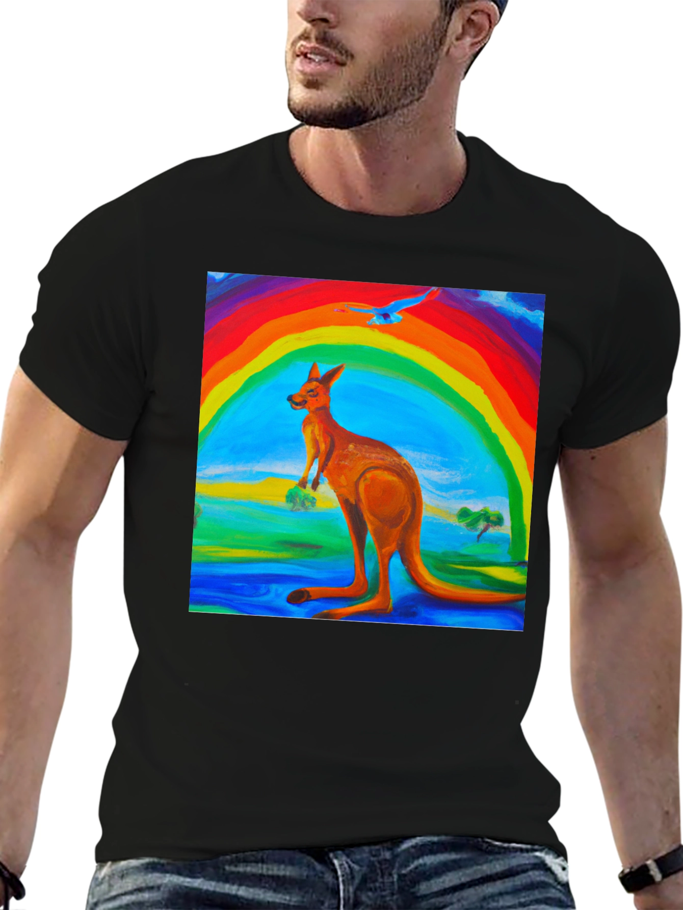 Rainbow Kangaroo Graphic T-Shirt