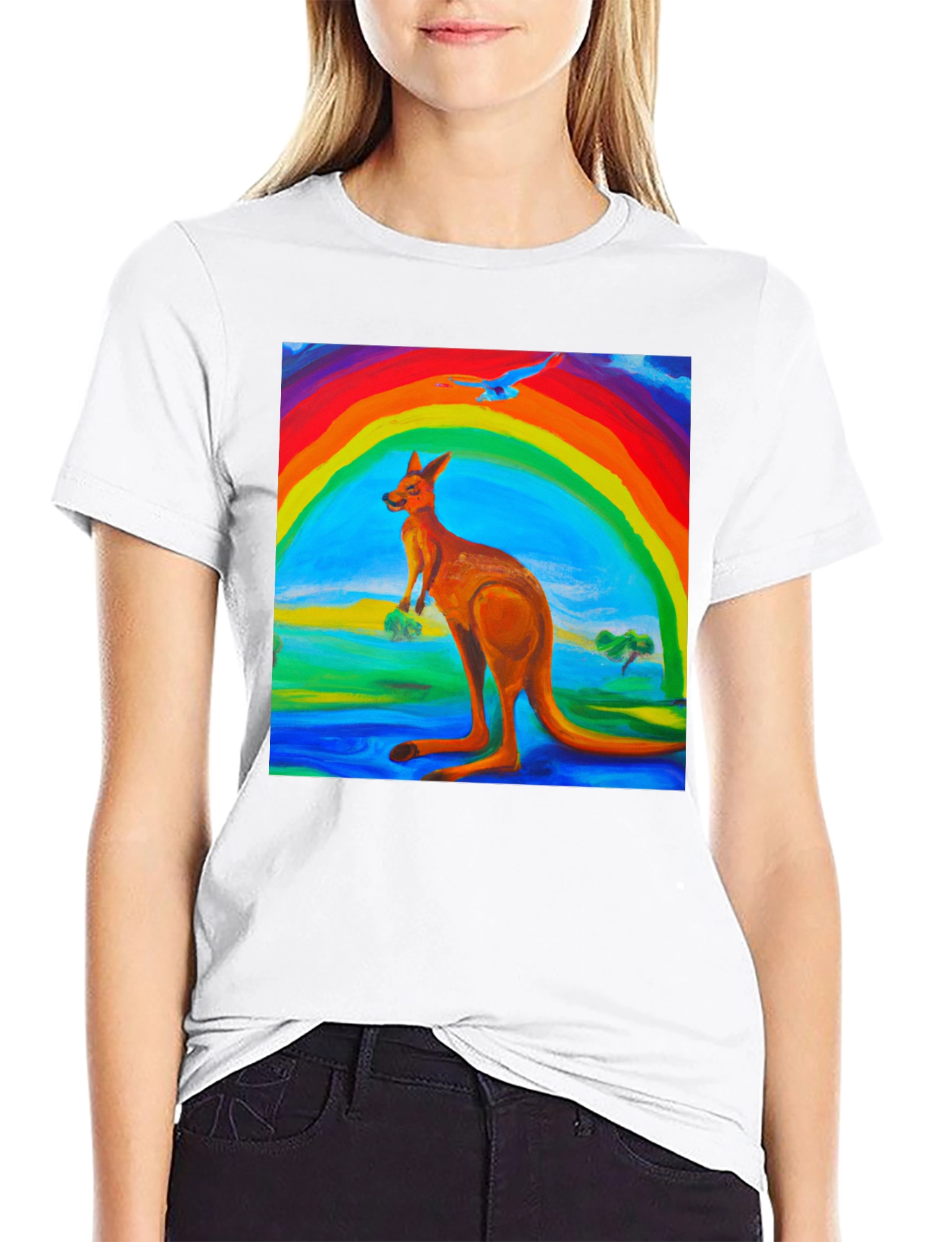 Rainbow Kangaroo Graphic T-Shirt