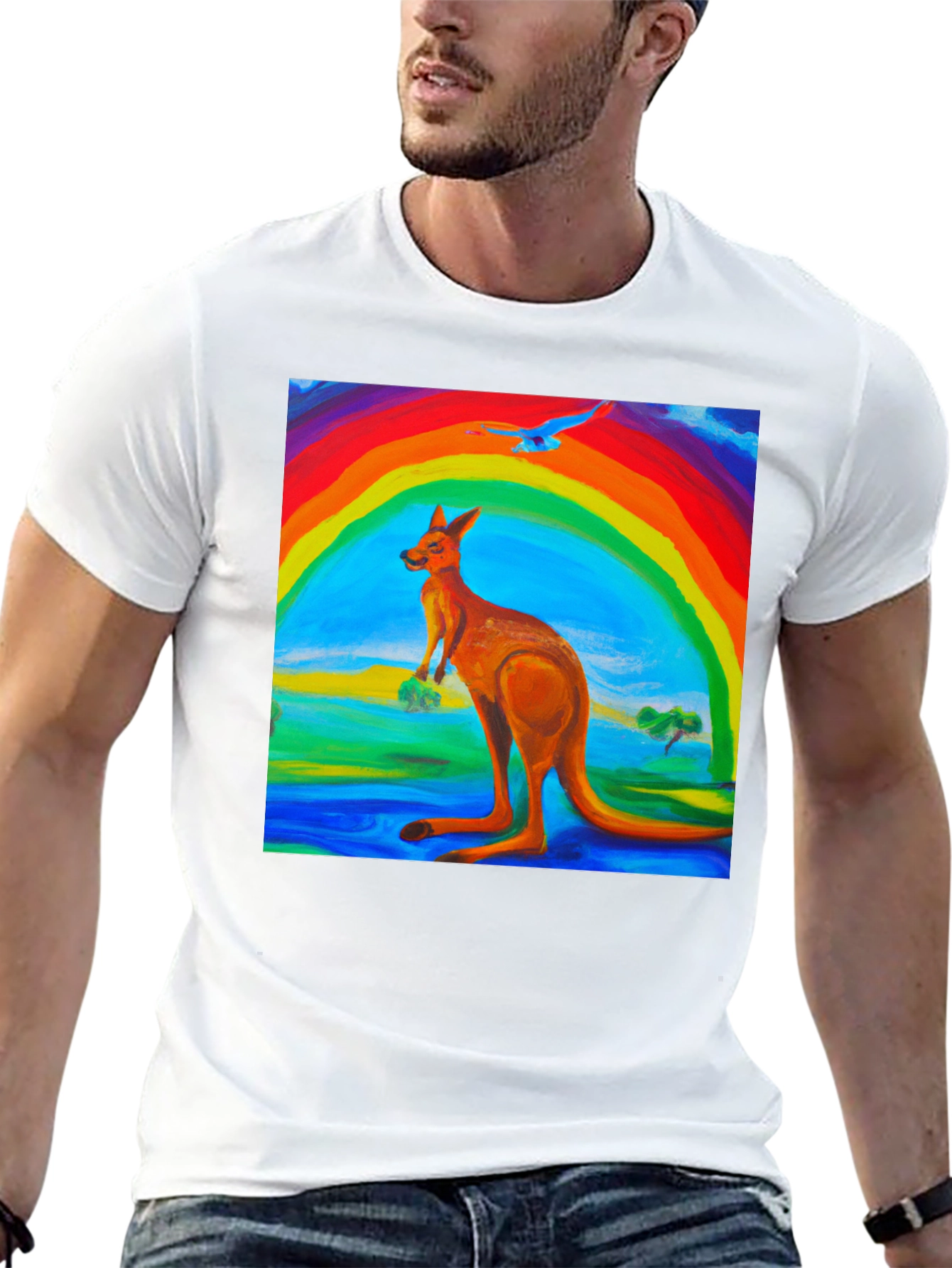 Rainbow Kangaroo Graphic T-Shirt