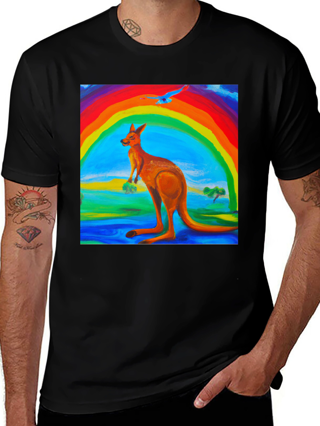 Rainbow Kangaroo Graphic T-Shirt