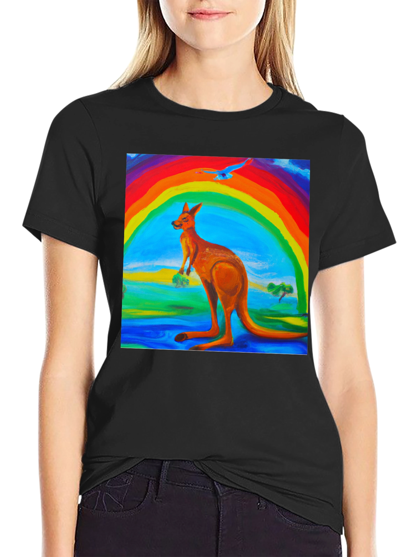 Rainbow Kangaroo Graphic T-Shirt