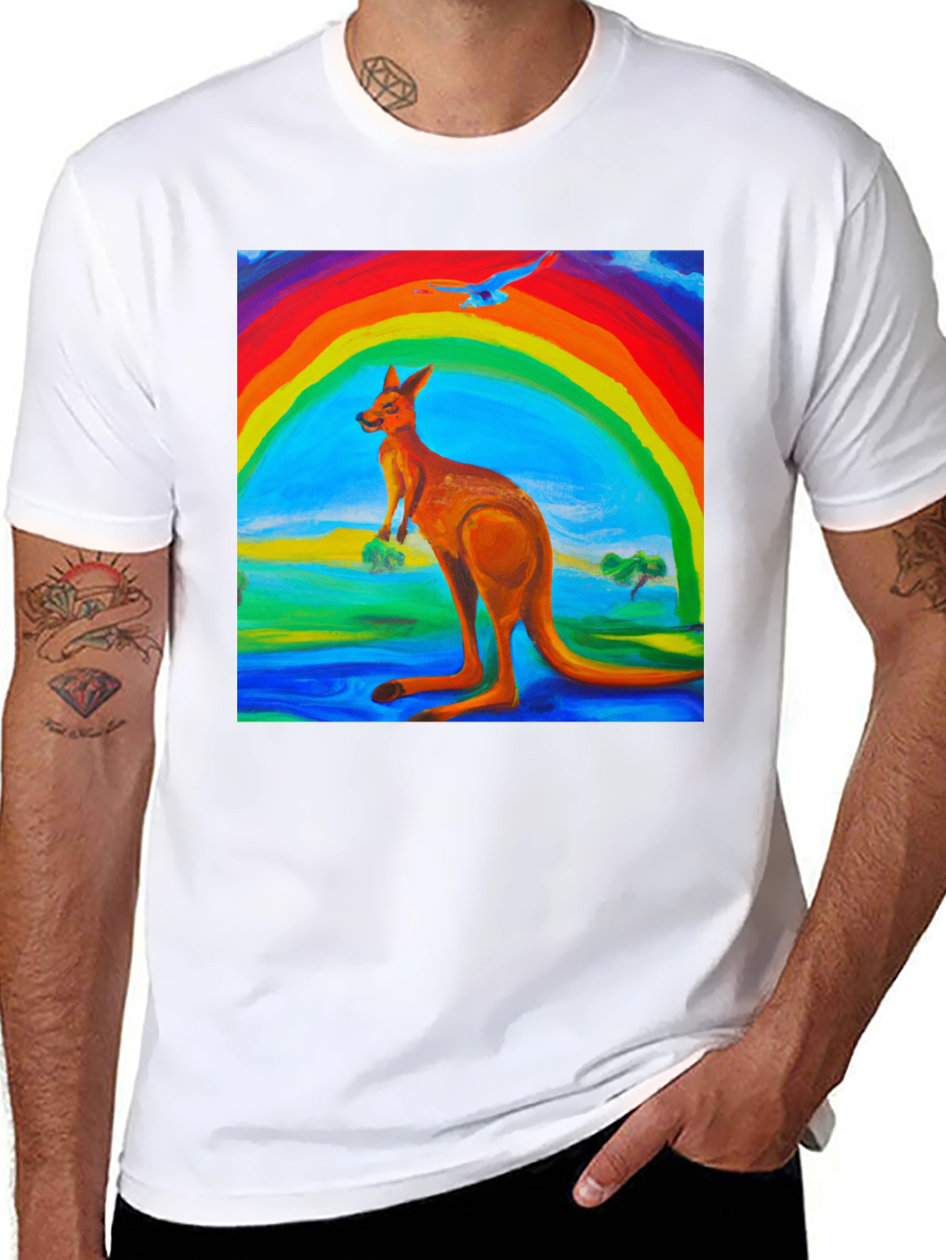Rainbow Kangaroo Graphic T-Shirt