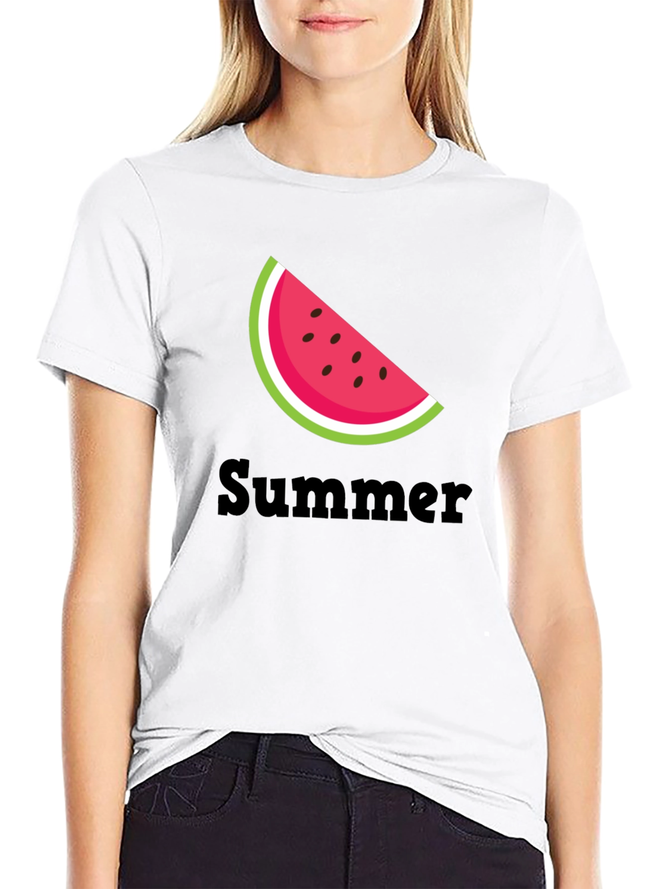 Summer Watermelon Slice Black T-Shirt