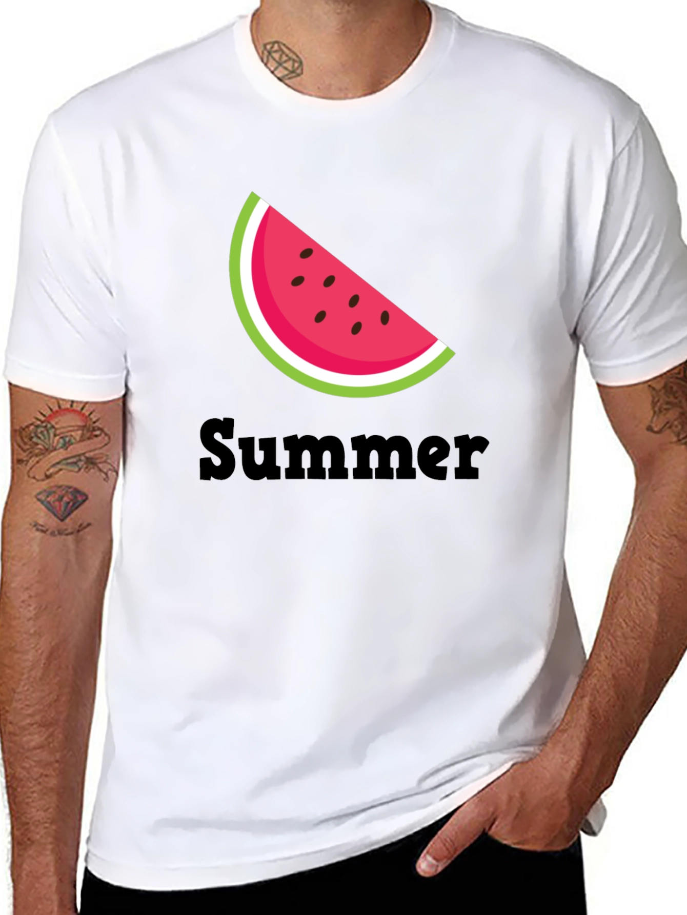 Summer Watermelon Slice Black T-Shirt