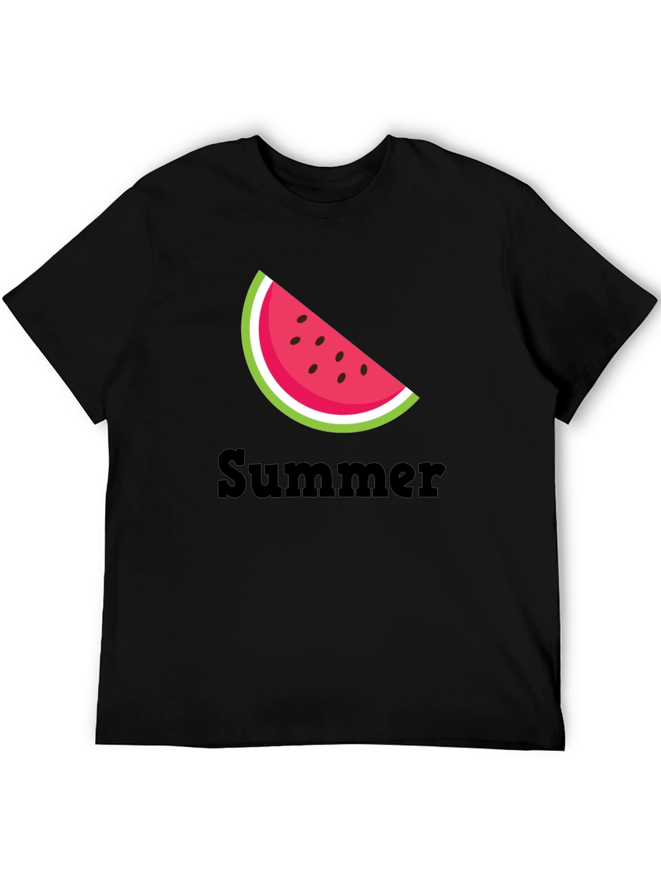 Summer Watermelon Slice Black T-Shirt