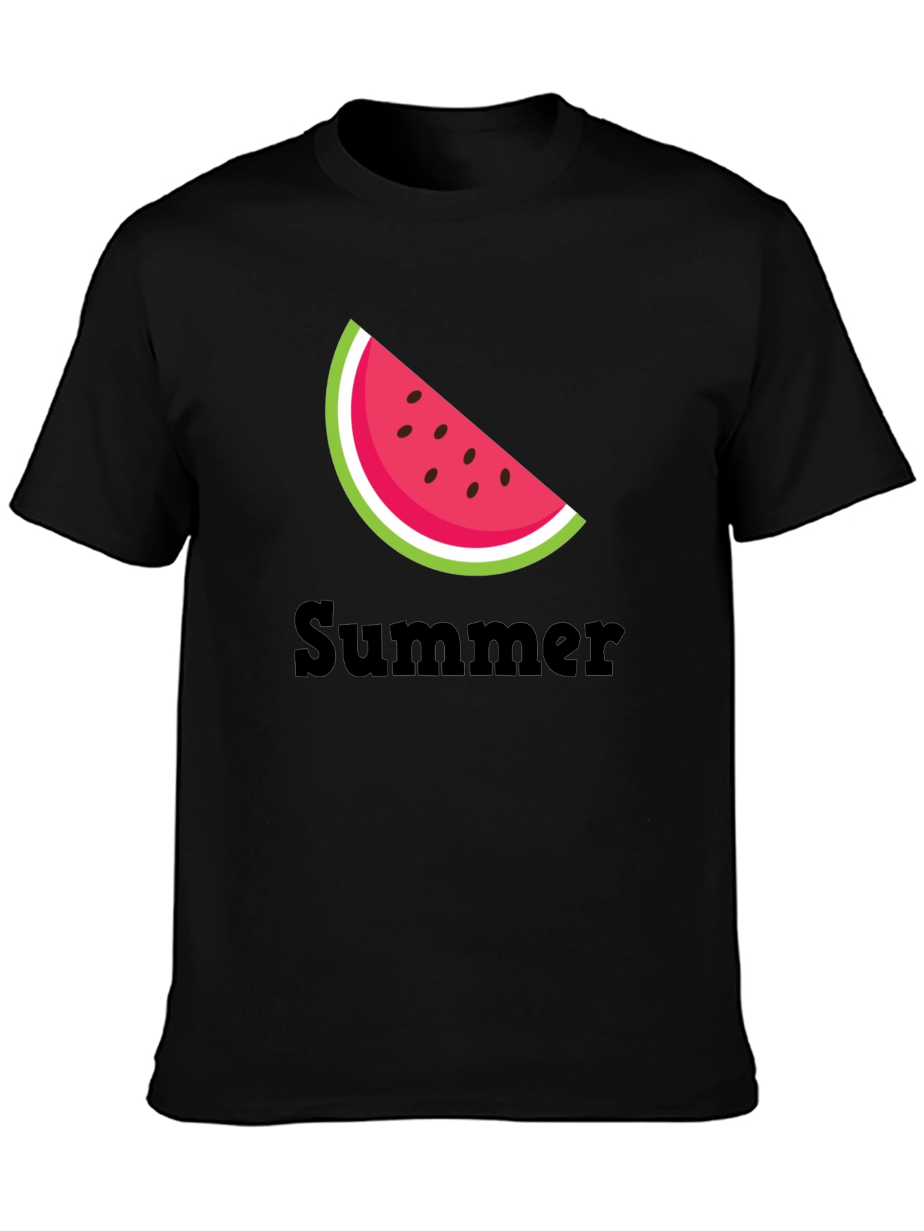 Summer Watermelon Slice Black T-Shirt