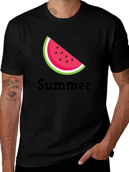 Summer Watermelon Slice Black T-Shirt