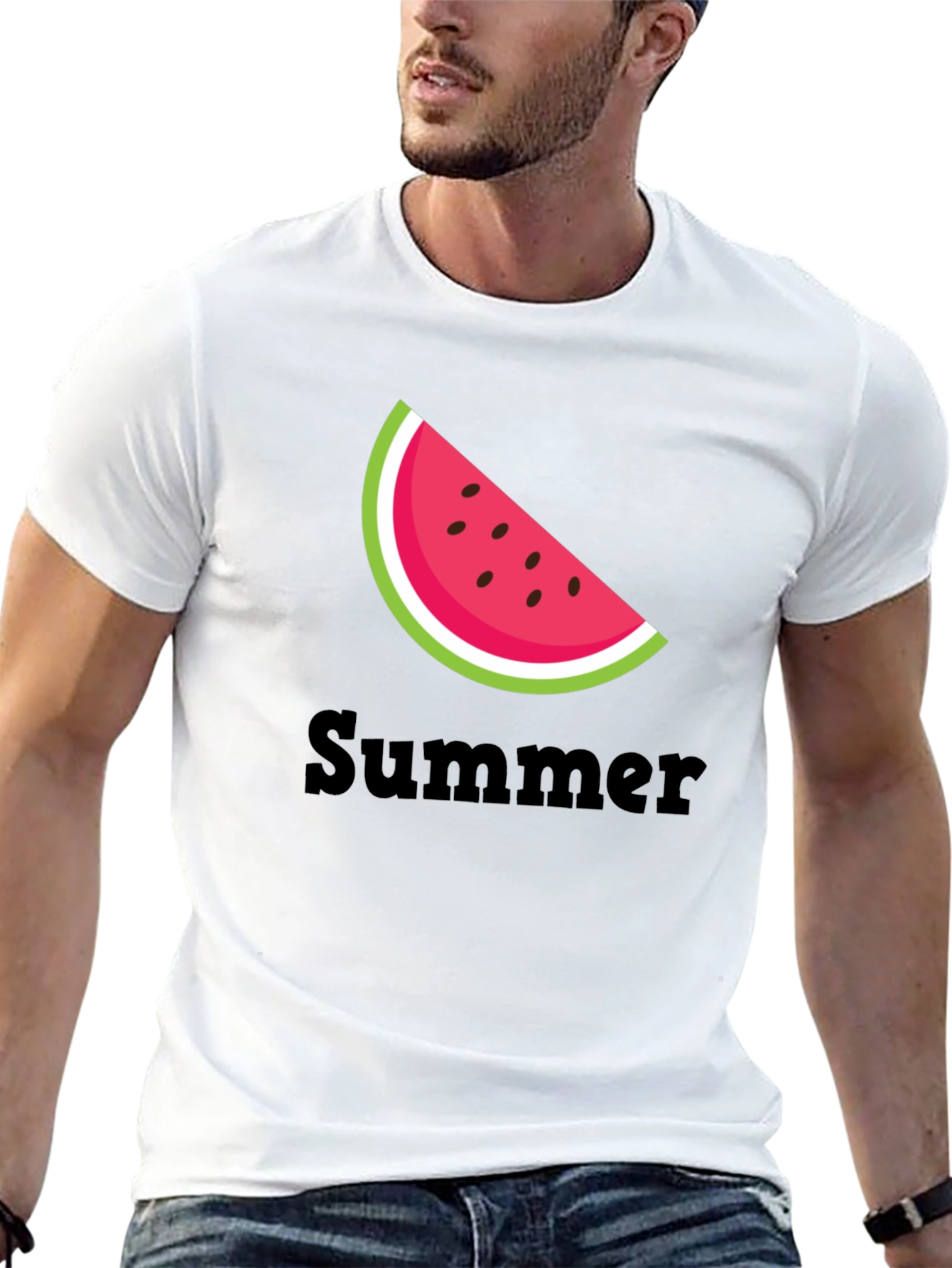 Summer Watermelon Slice Black T-Shirt