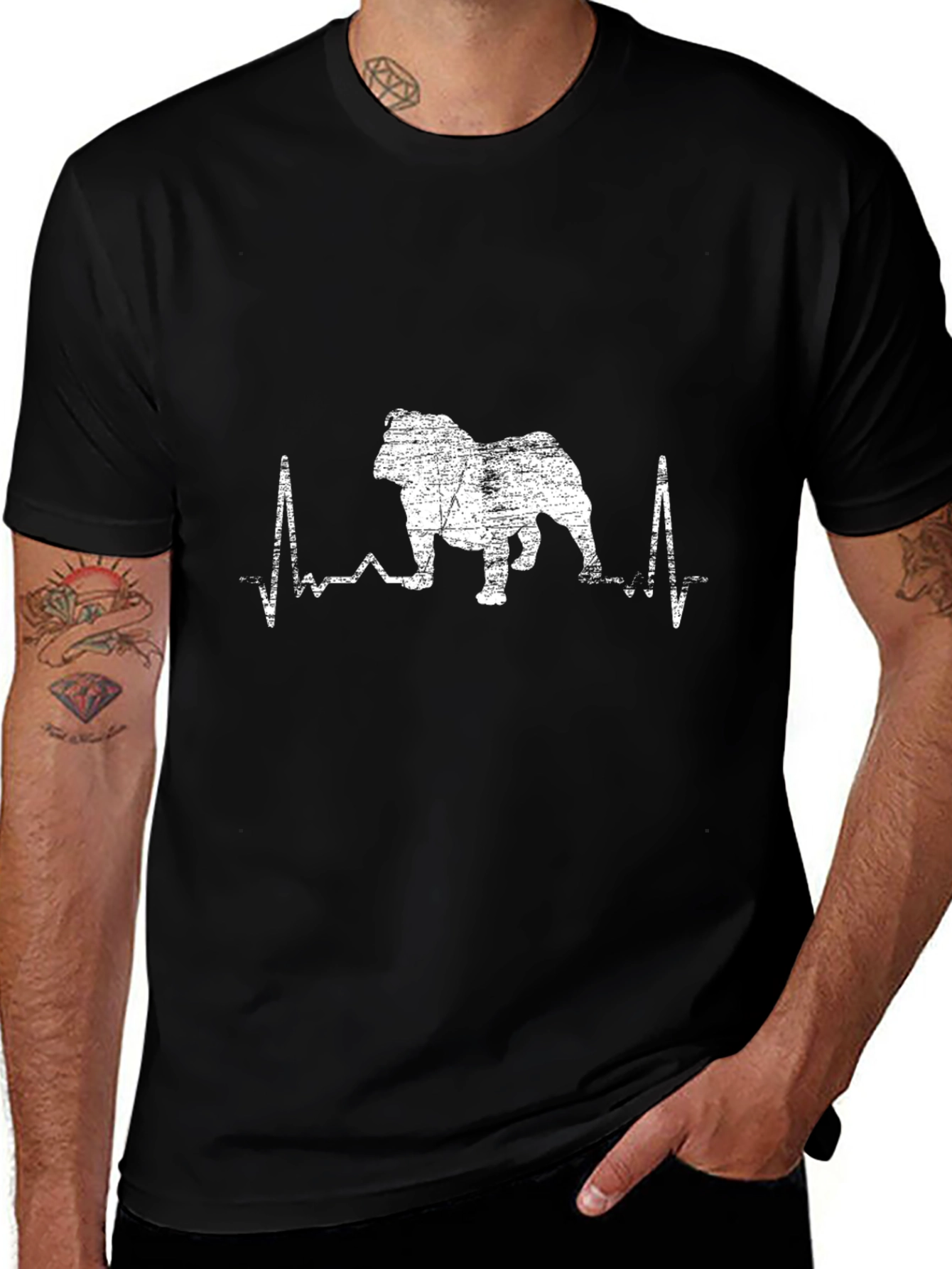 Bulldog Heartbeat T-Shirt - Black