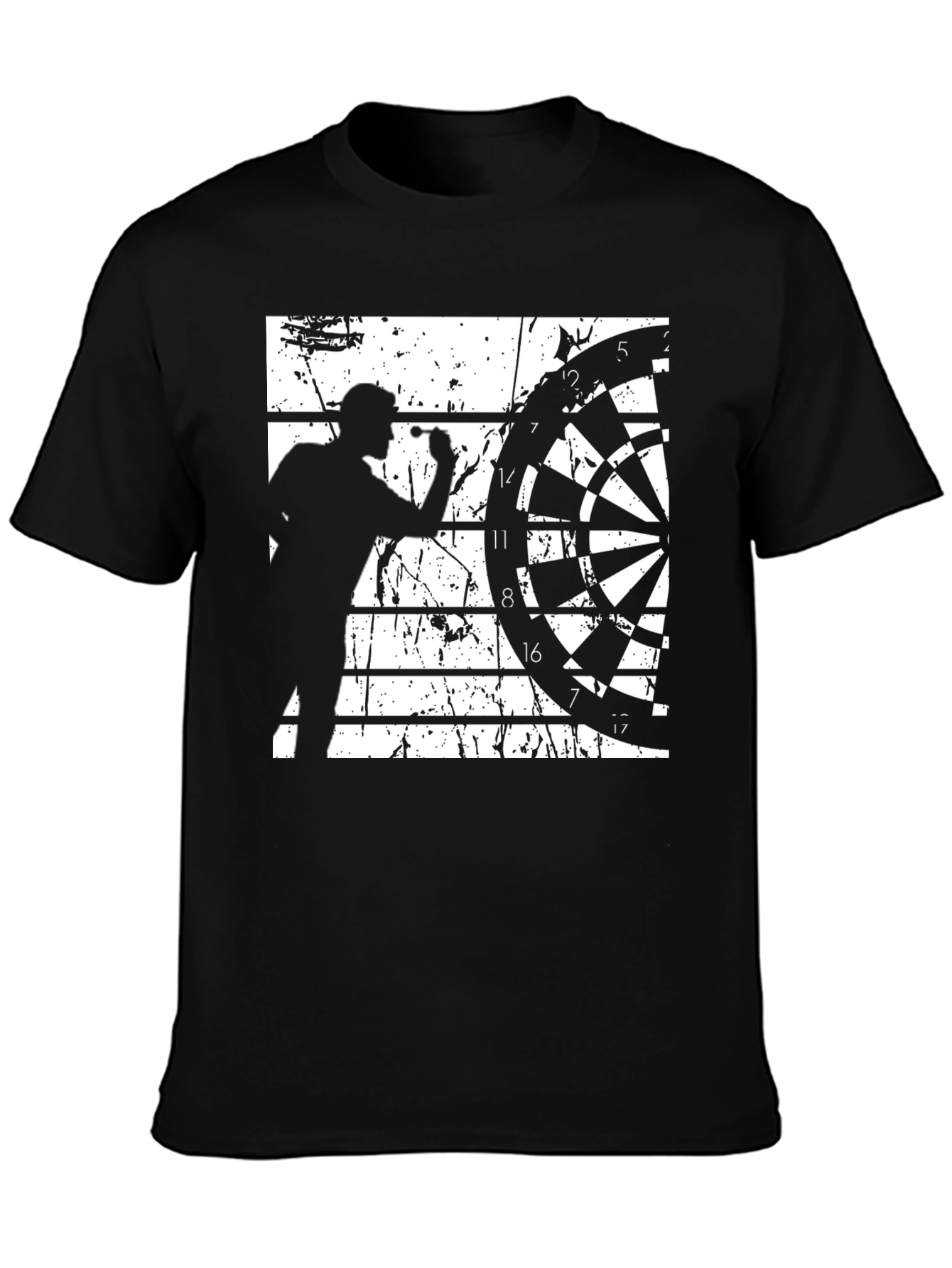 Darts Player Graphic Tee - Black Cotton Blend